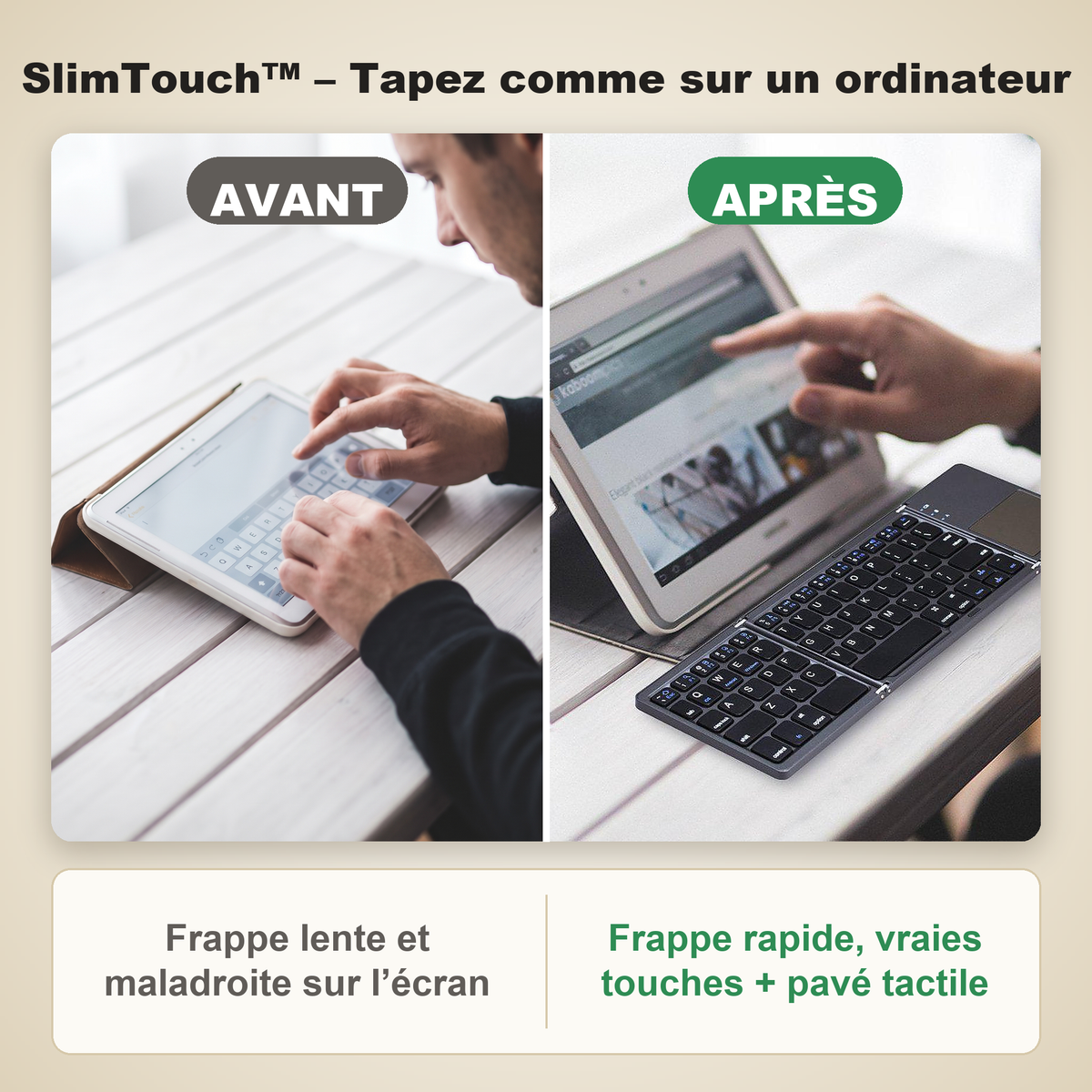 -50 % · OFFRE LIMITÉE · SlimTouch™ · Mieux taper, où que vous soyez !