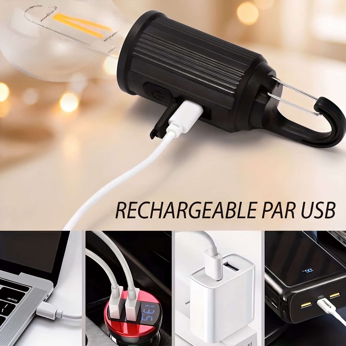 1+1 OFFERT · AUJOURD'HUI · DuraBulb™ · Ampoule rechargeable