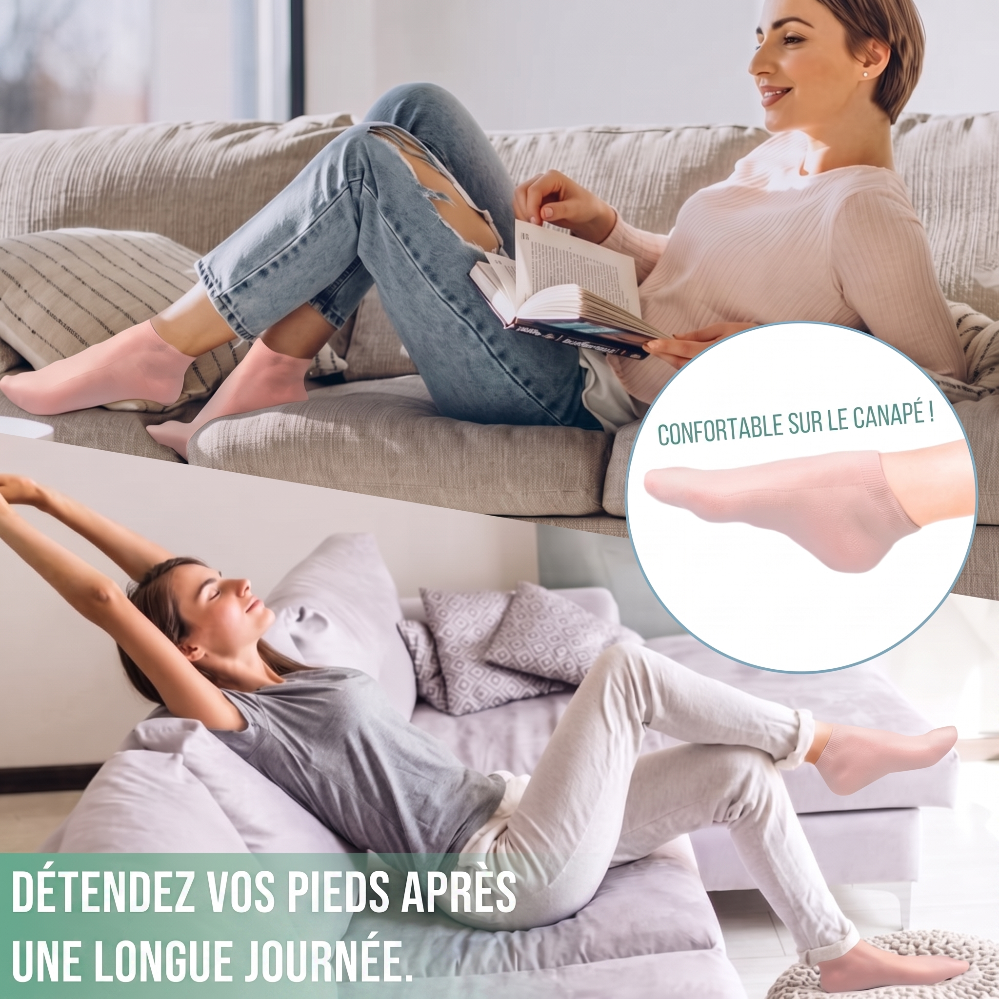1+1 OFFERT · AUJOURD'HUI · HeelHaven™ · Dites adieu aux talons secs et aux pieds fatigués !