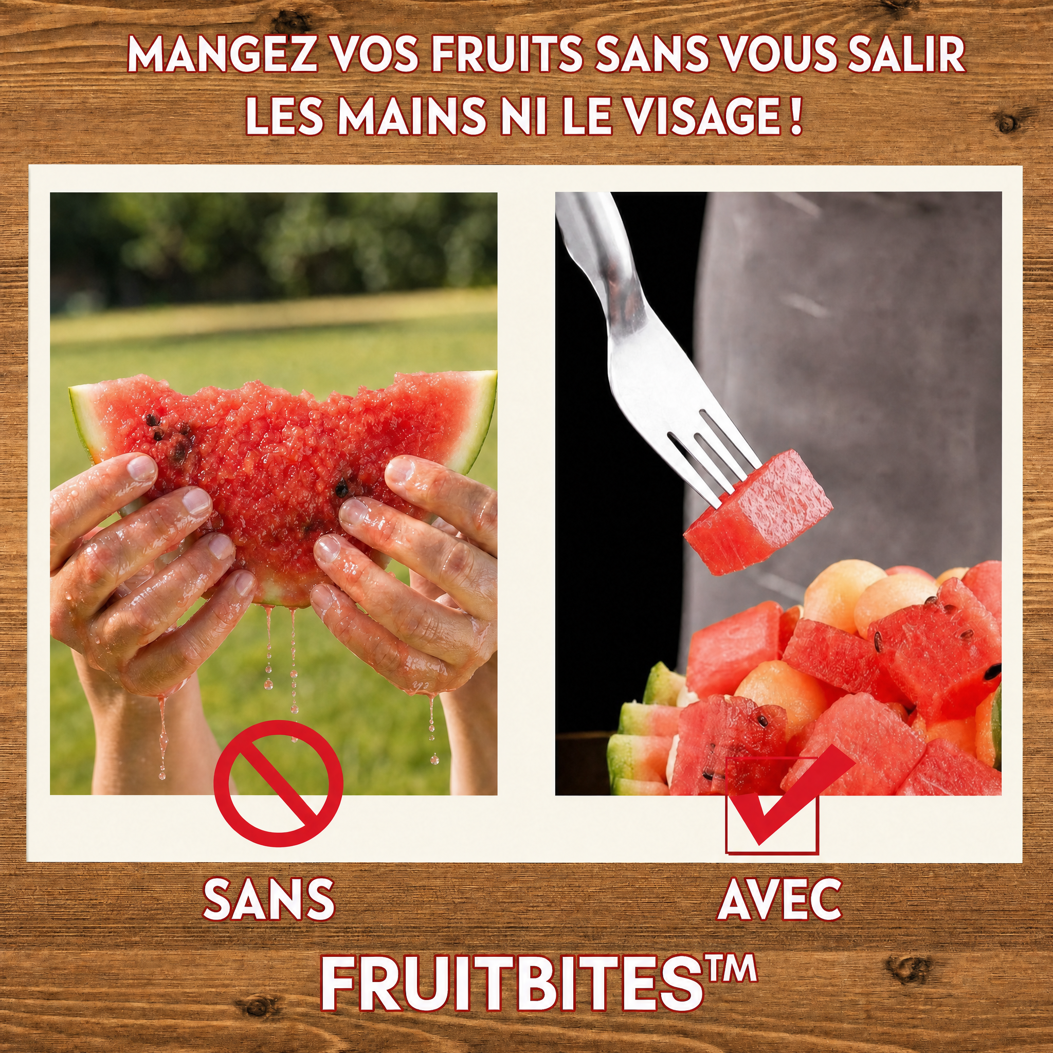 -50 % · OFFRE LIMITÉE · FruitBites™ · Une nouvelle façon de couper vos fruits !