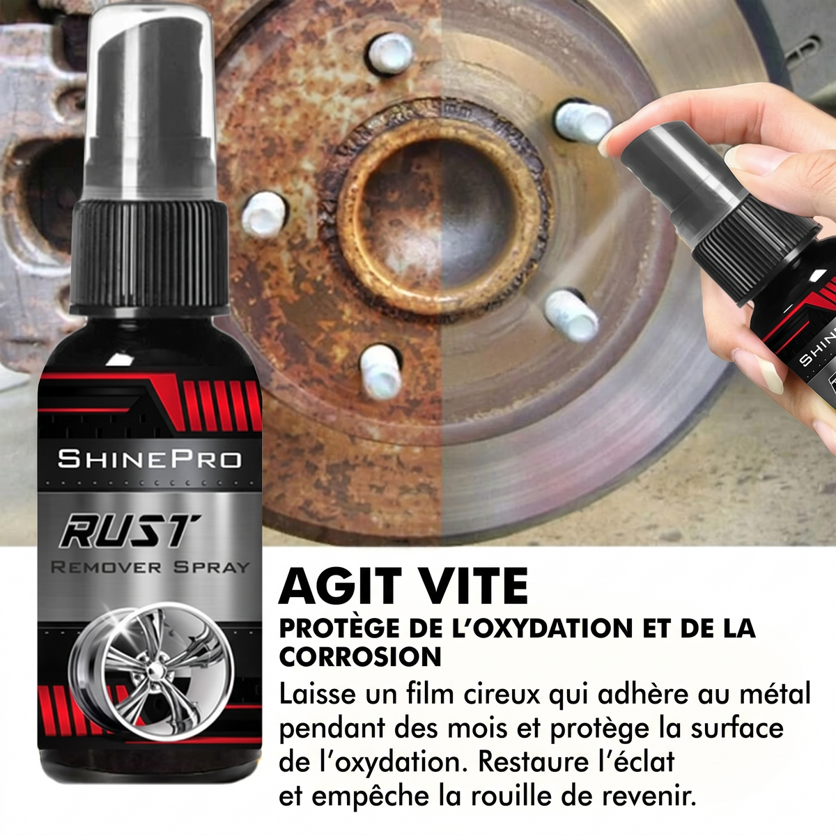 1+1 OFFERT · AUJOURD'HUI · CorrodeWizard™ · Élimination de la rouille de voiture en toute simplicité