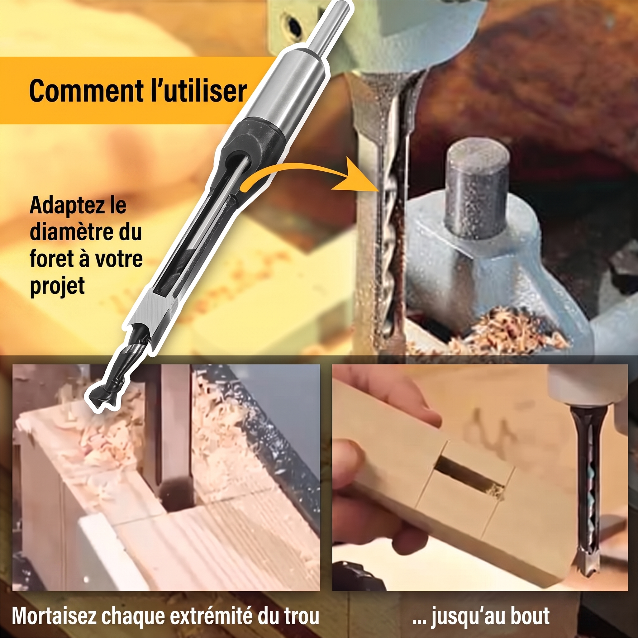-50 % · OFFRE LIMITÉE · ChiselPro™ · Percez des trous carrés parfaits !