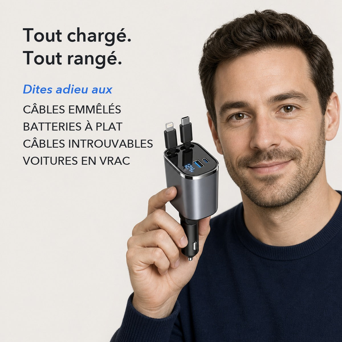 -50 % · OFFRE LIMITÉE · MultiZap™ · Chargeur de voiture 4 en 1