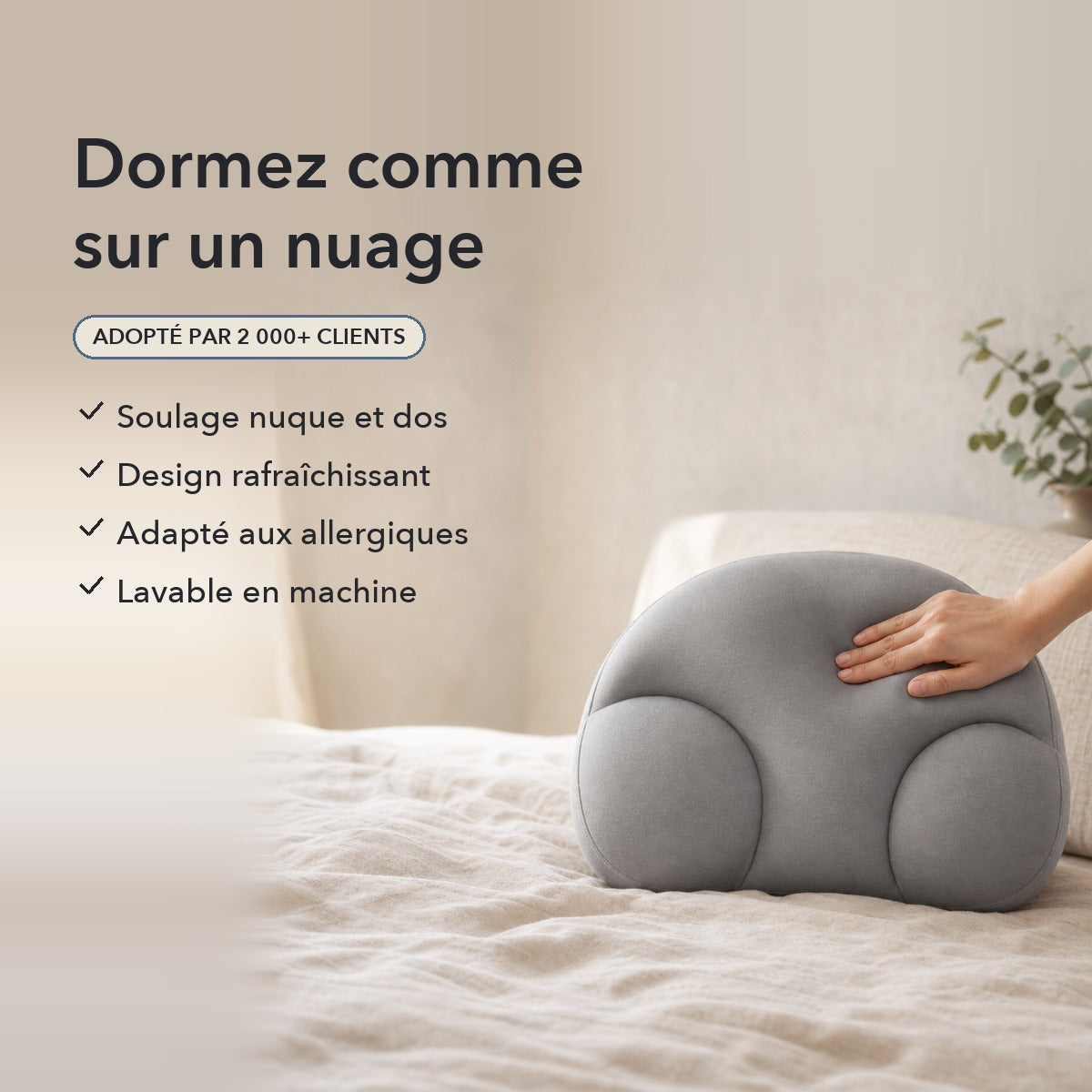-50 % · OFFRE LIMITÉE · CloudPillow™ · Oreiller Mémoire de Forme