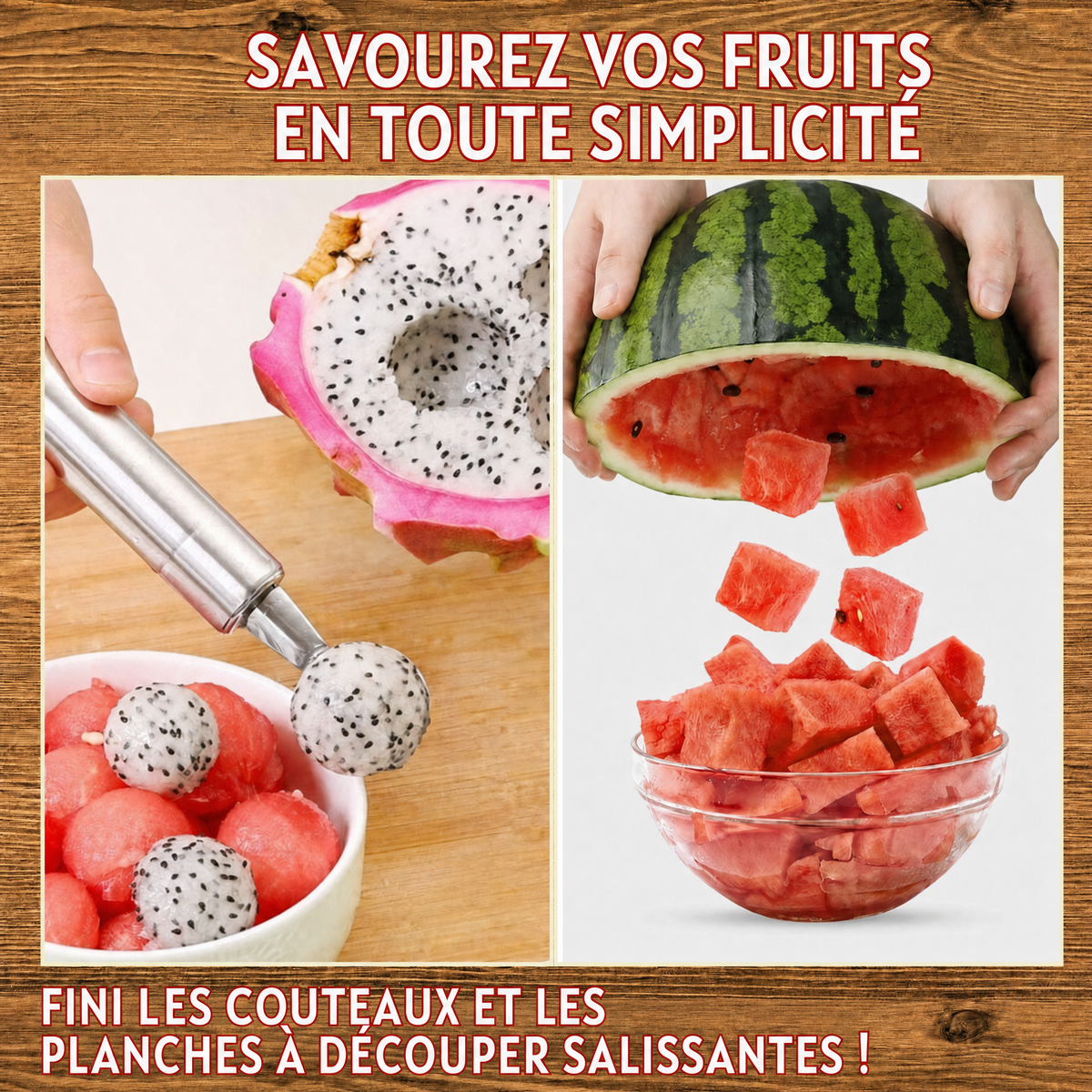 -50 % · OFFRE LIMITÉE · FruitBites™ · Une nouvelle façon de couper vos fruits !