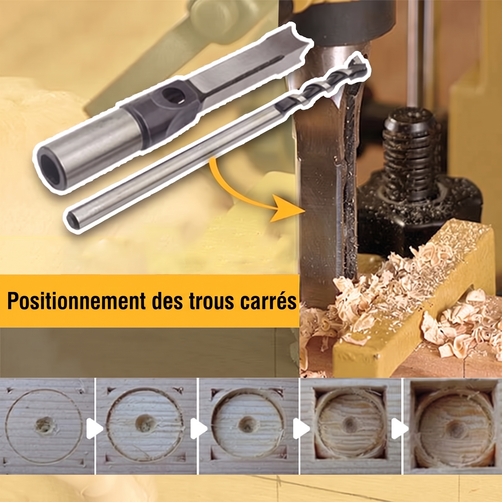 -50 % · OFFRE LIMITÉE · ChiselPro™ · Percez des trous carrés parfaits !