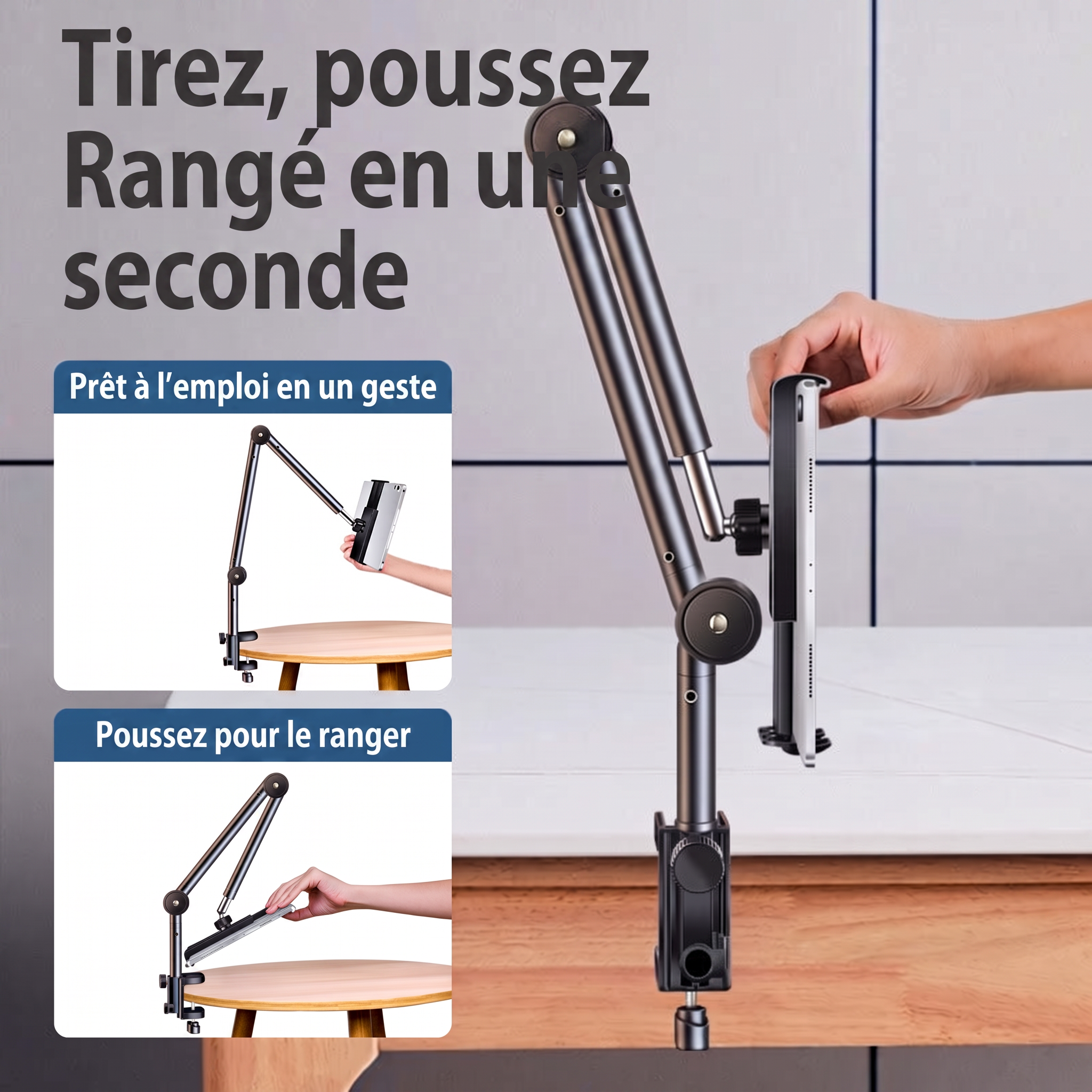 -50 % · OFFRE LIMITÉE · EliteStand™ · Support robuste en aluminium pour tablette et téléphone