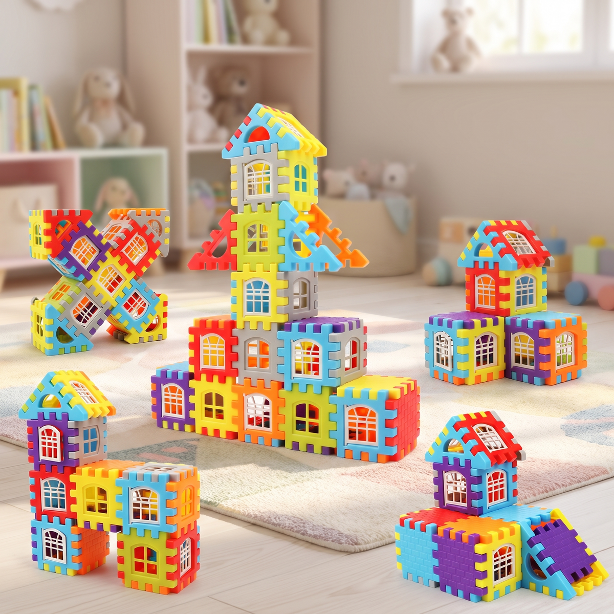 Cinq constructions différentes possibles avec un coffret SnapBlocks