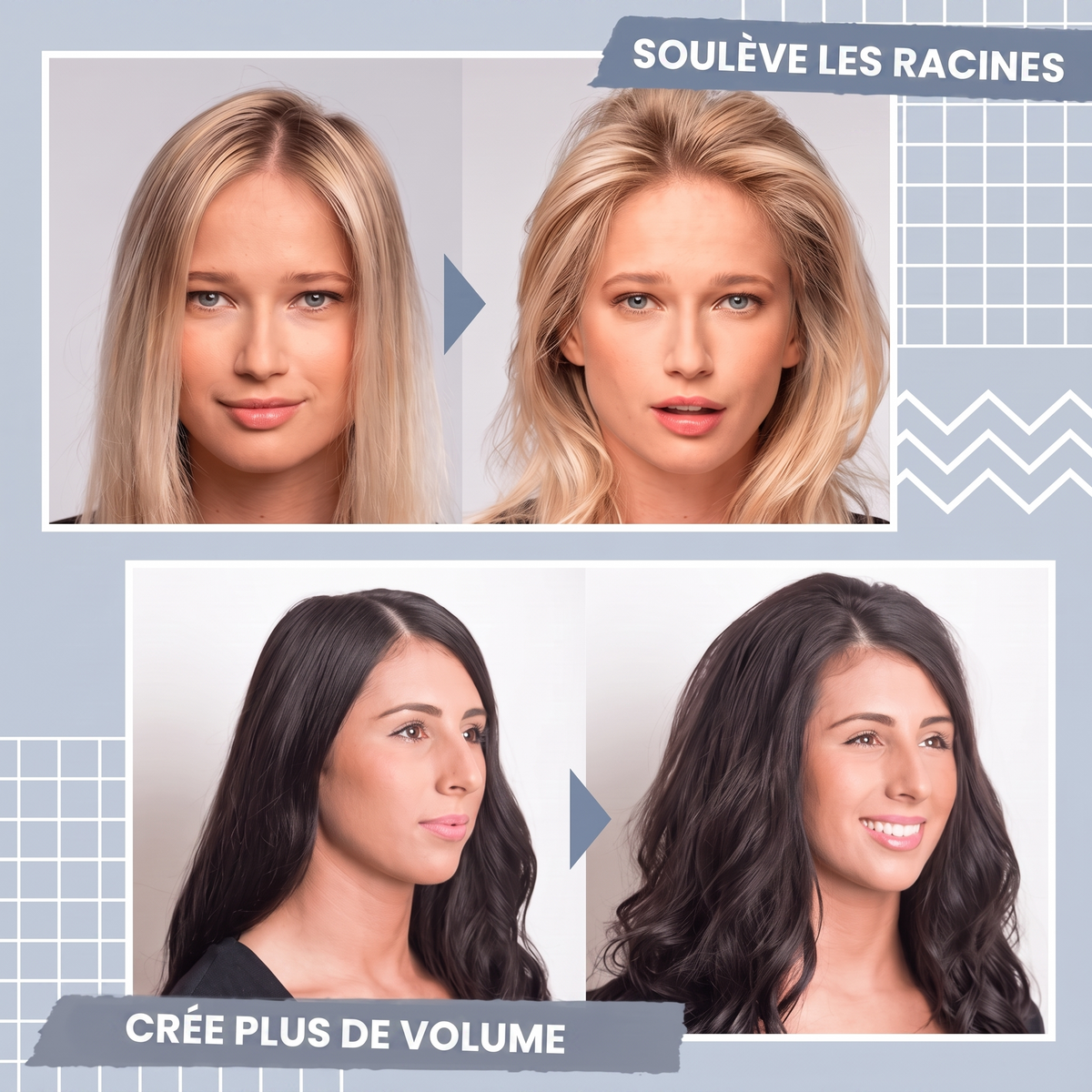 1+1 OFFERT · AUJOURD'HUI · Volumagic™ · Augmentez instantanément le volume de vos cheveux !