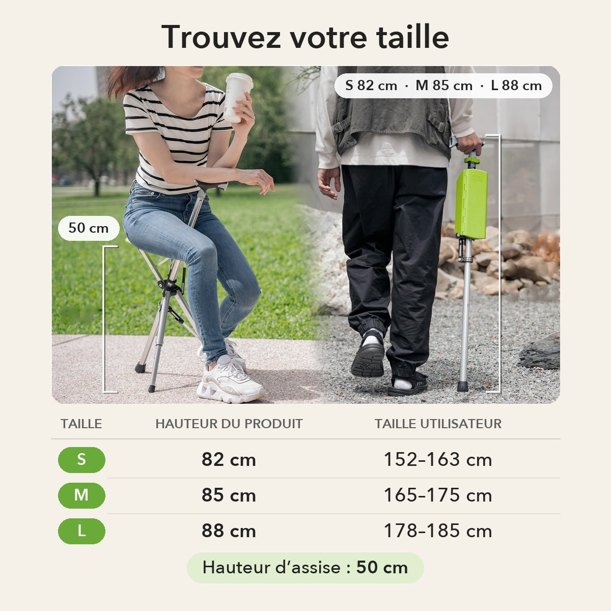 -50 % · OFFRE LIMITÉE · CrutchSeat™ · Aucun siège en vue ? Maintenant, vous en avez un.