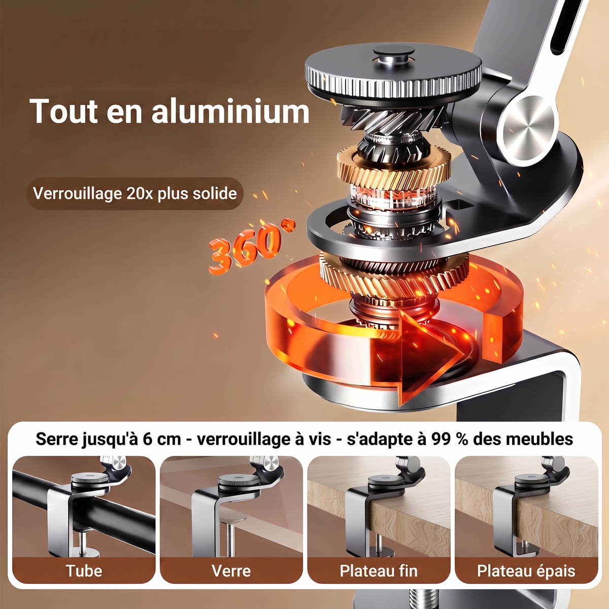 -50 % · OFFRE LIMITÉE · EliteStand™ · Support robuste en aluminium pour tablette et téléphone