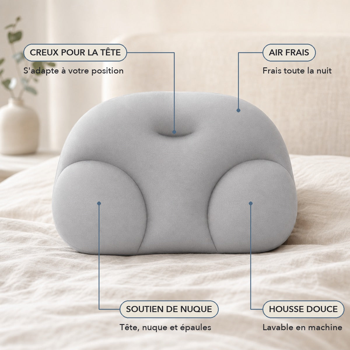 -50 % · OFFRE LIMITÉE · CloudPillow™ · Oreiller Mémoire de Forme