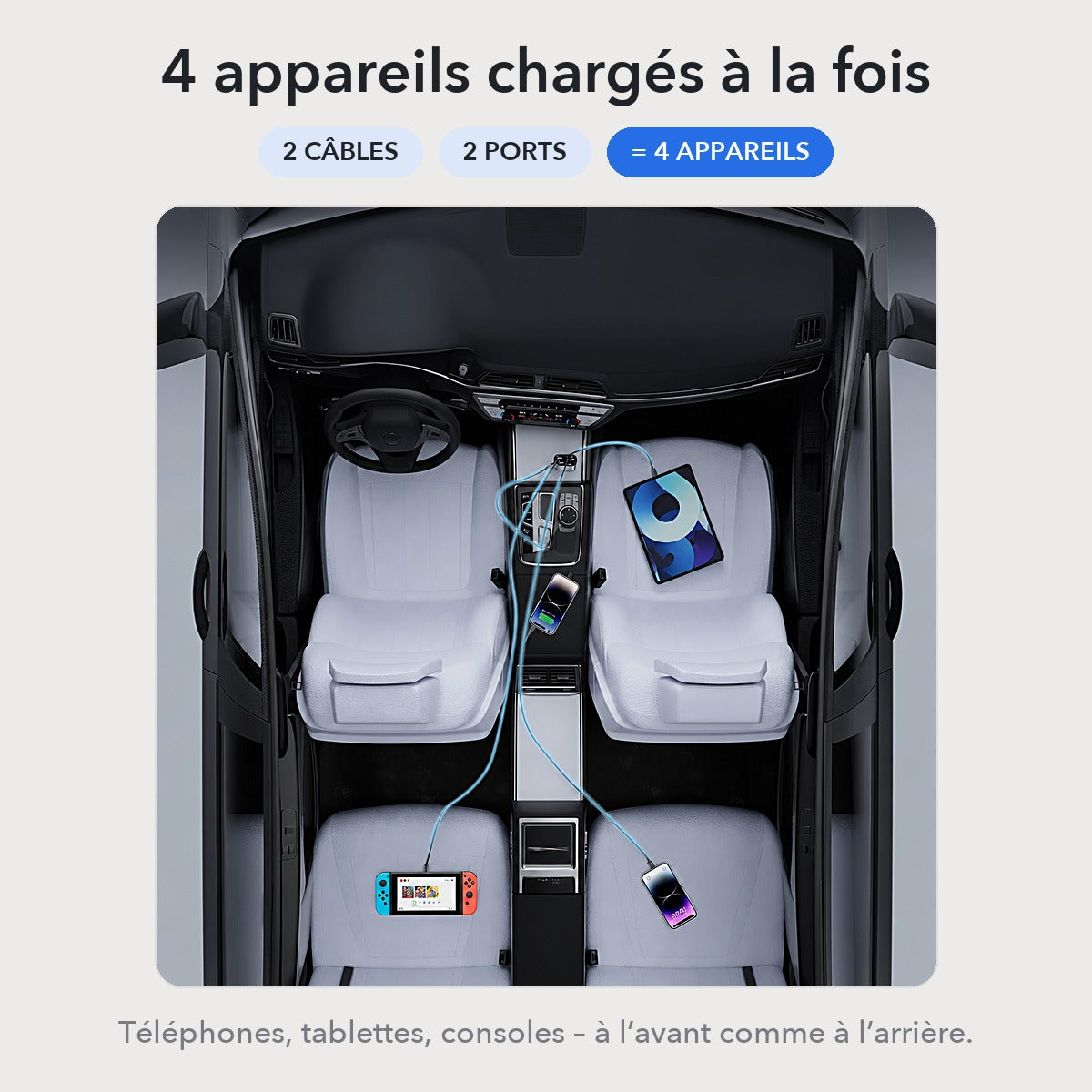 -50 % · OFFRE LIMITÉE · MultiZap™ · Chargeur de voiture 4 en 1