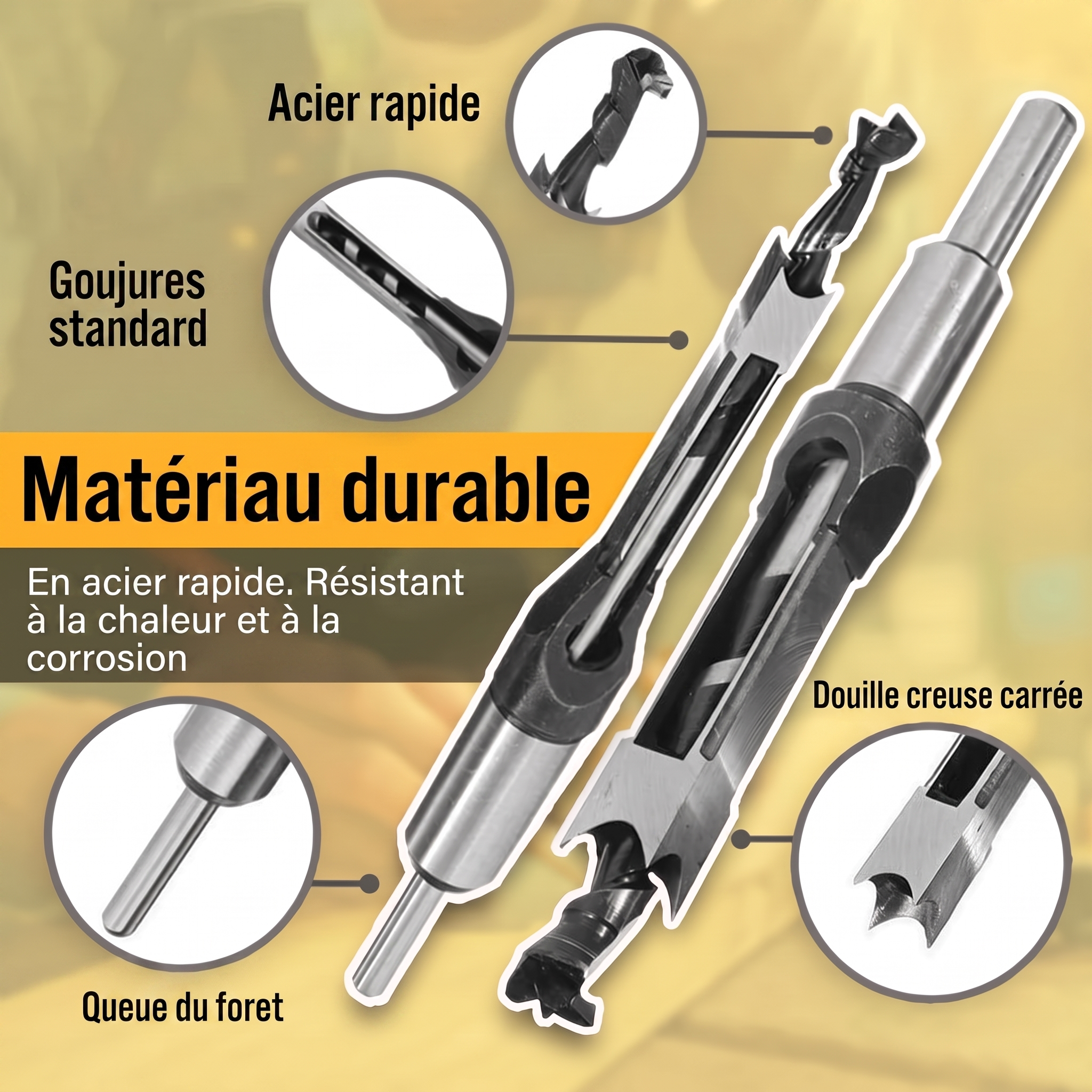-50 % · OFFRE LIMITÉE · ChiselPro™ · Percez des trous carrés parfaits !