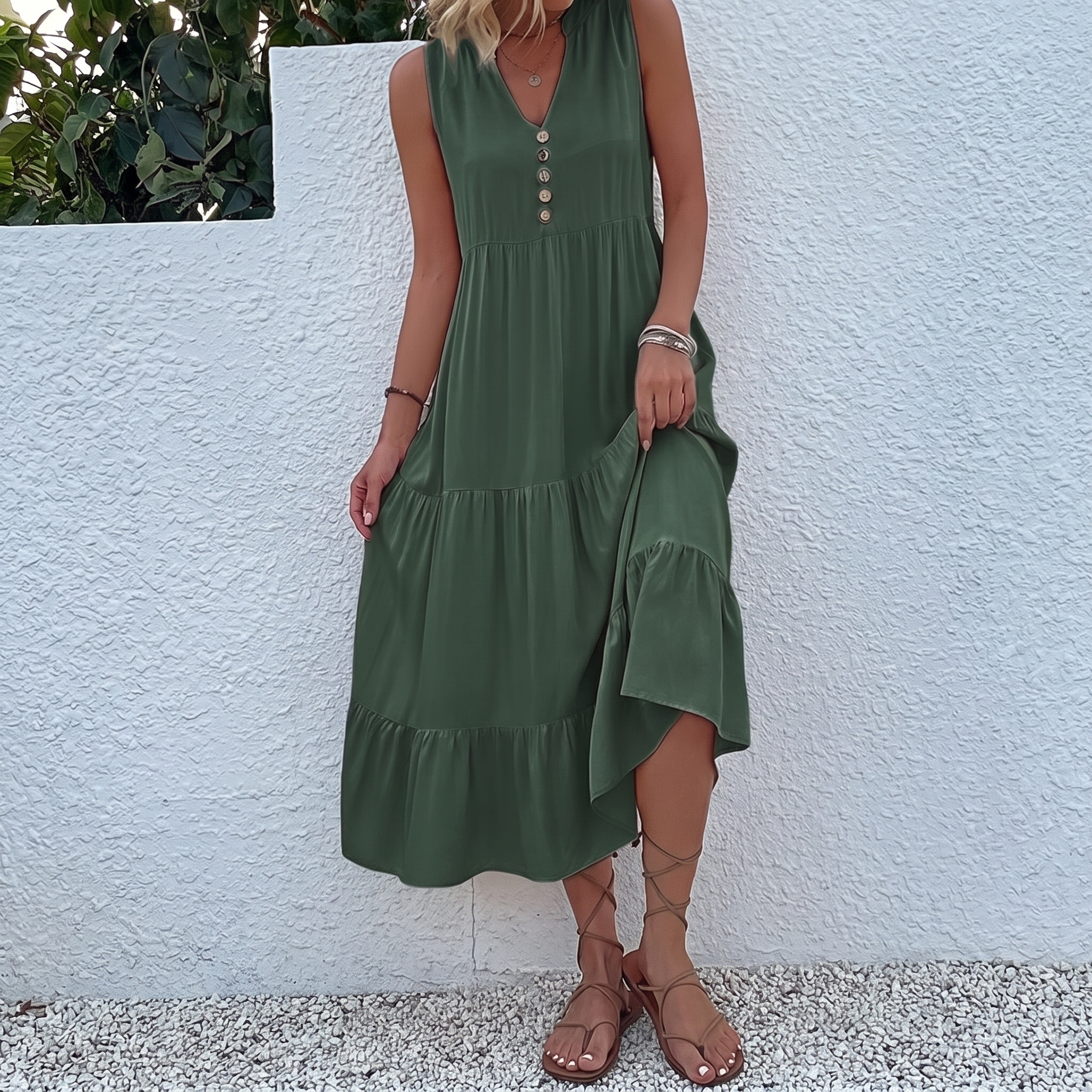 -50 % · OFFRE LIMITÉE · Heidi™ · Robe froncée à boutons