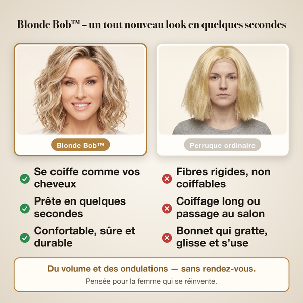 -50 % · OFFRE LIMITÉE · Blonde Bob™ · Perruque courte bouclée