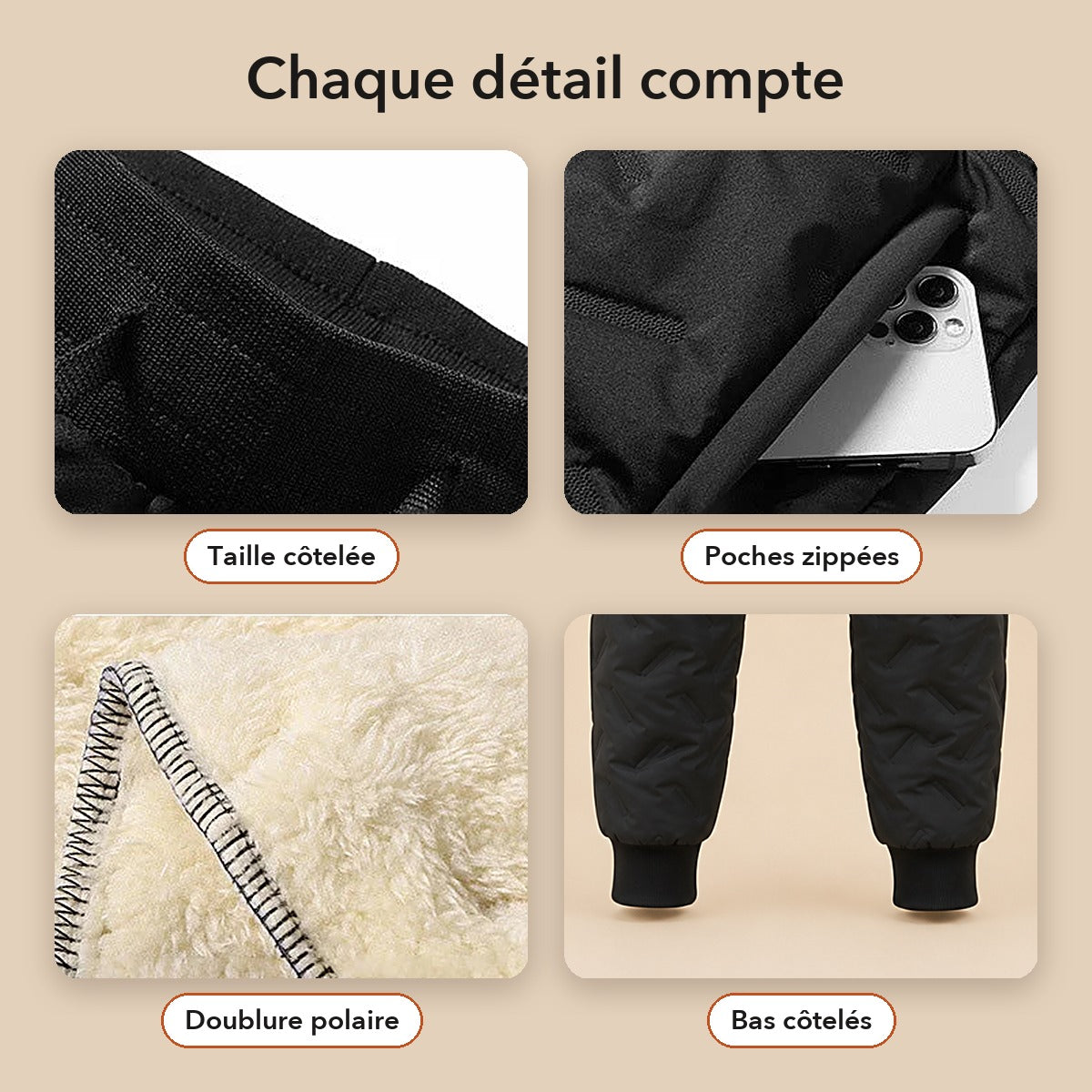 -50 % · OFFRE LIMITÉE · ThermaJog™ · Pantalon doublé polaire