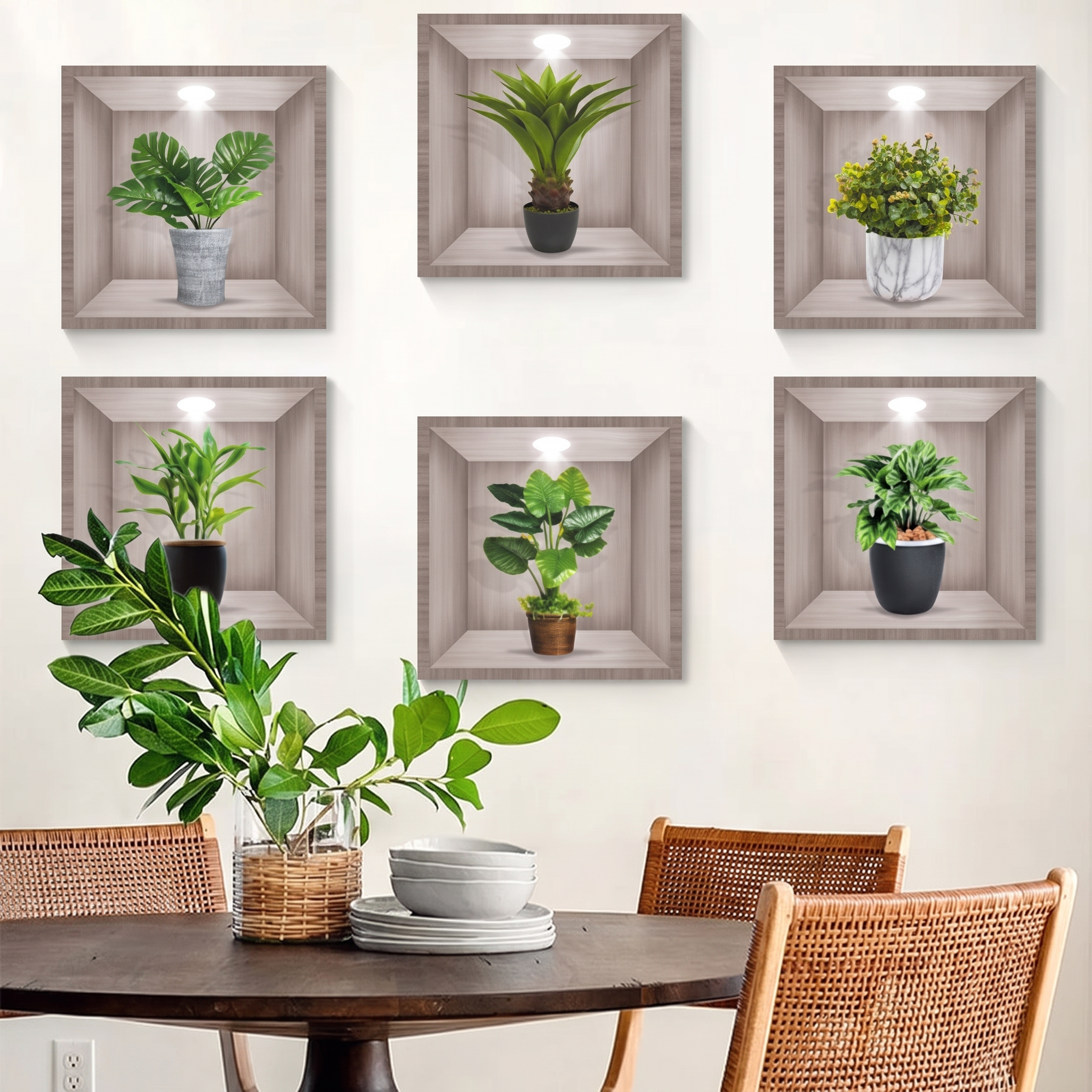 -50 % · OFFRE LIMITÉE · BotanicaLuxe™ · Sticker mural 3D de plantes vertes