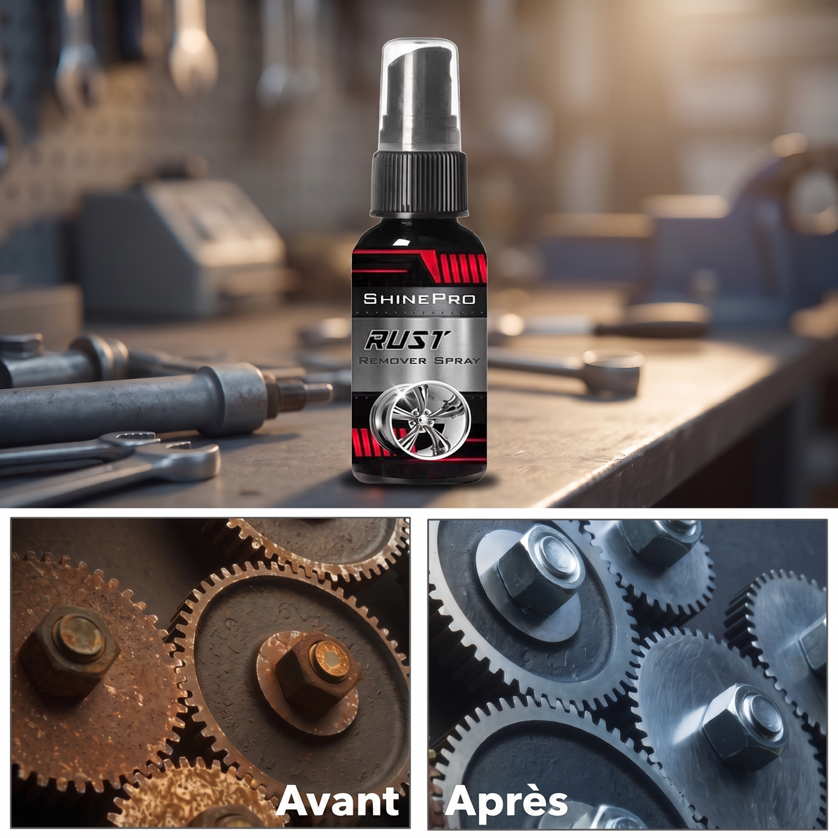 1+1 OFFERT · AUJOURD'HUI · CorrodeWizard™ · Élimination de la rouille de voiture en toute simplicité