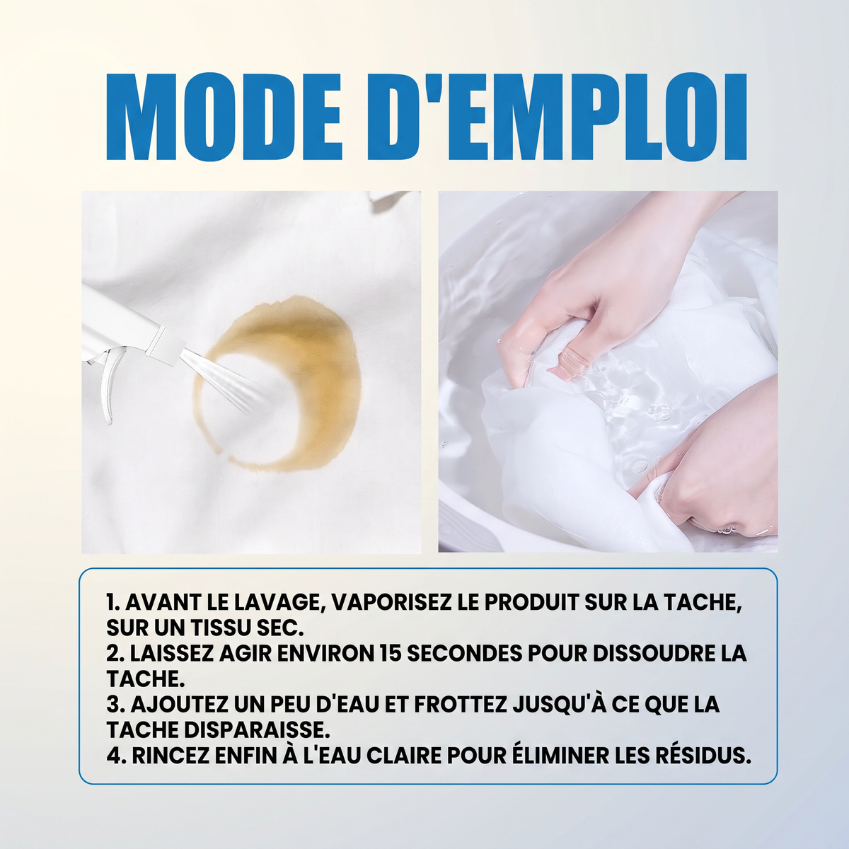 1+1 OFFERT · AUJOURD'HUI · PowerStain™ · Détachant pour le linge
