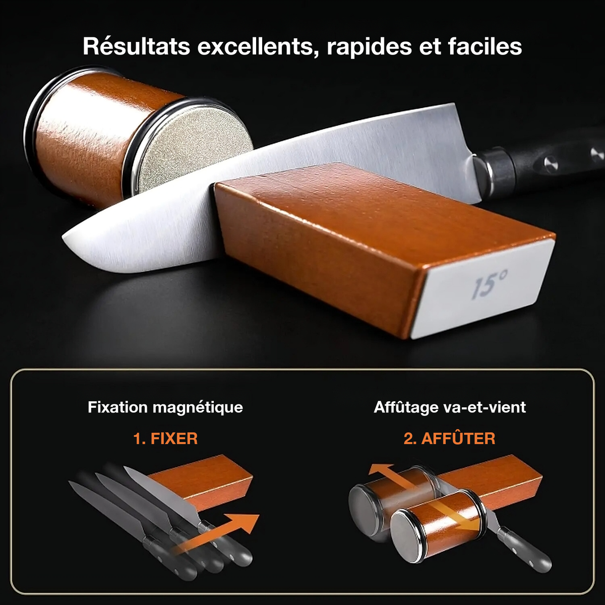 -50 % · OFFRE LIMITÉE · SharpGlide™ · Aiguiseur de couteaux à rouleau