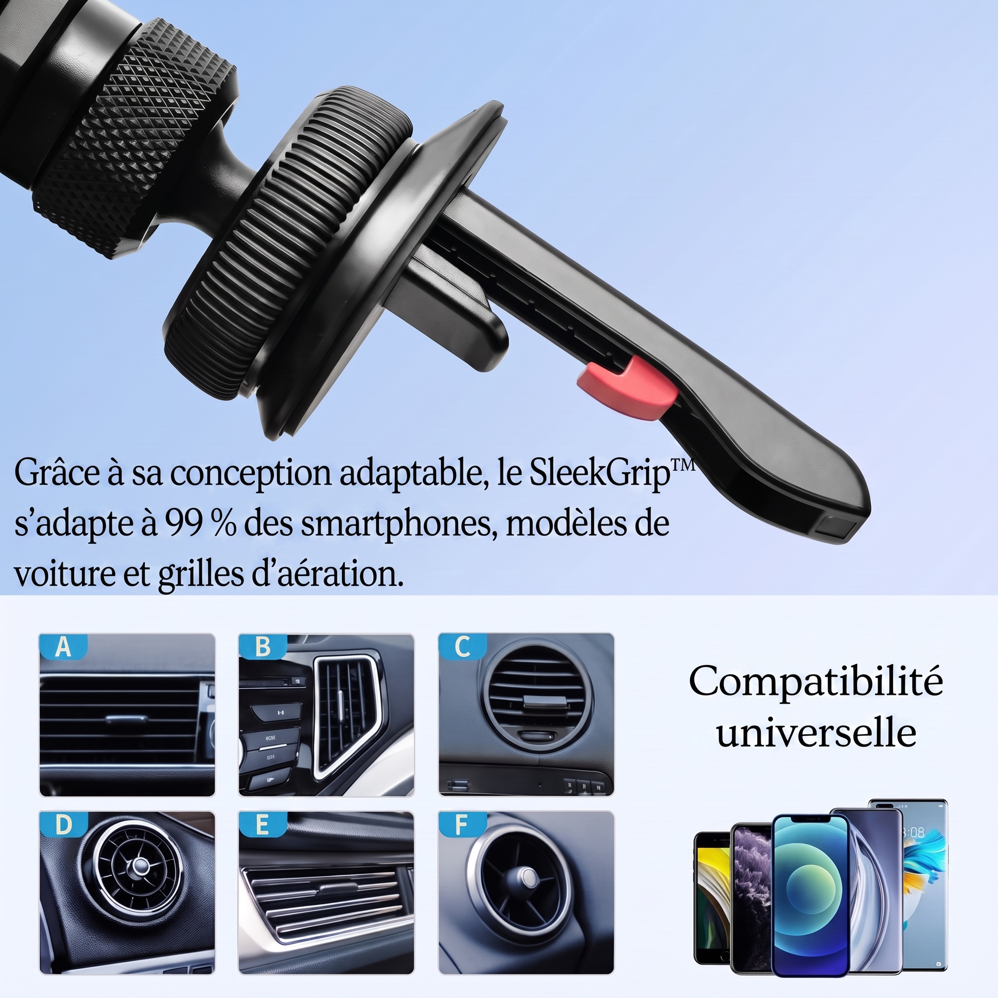 -50 % · OFFRE LIMITÉE · SleekGrip™ · Rendez vos trajets plus sûrs et plus confortables !
