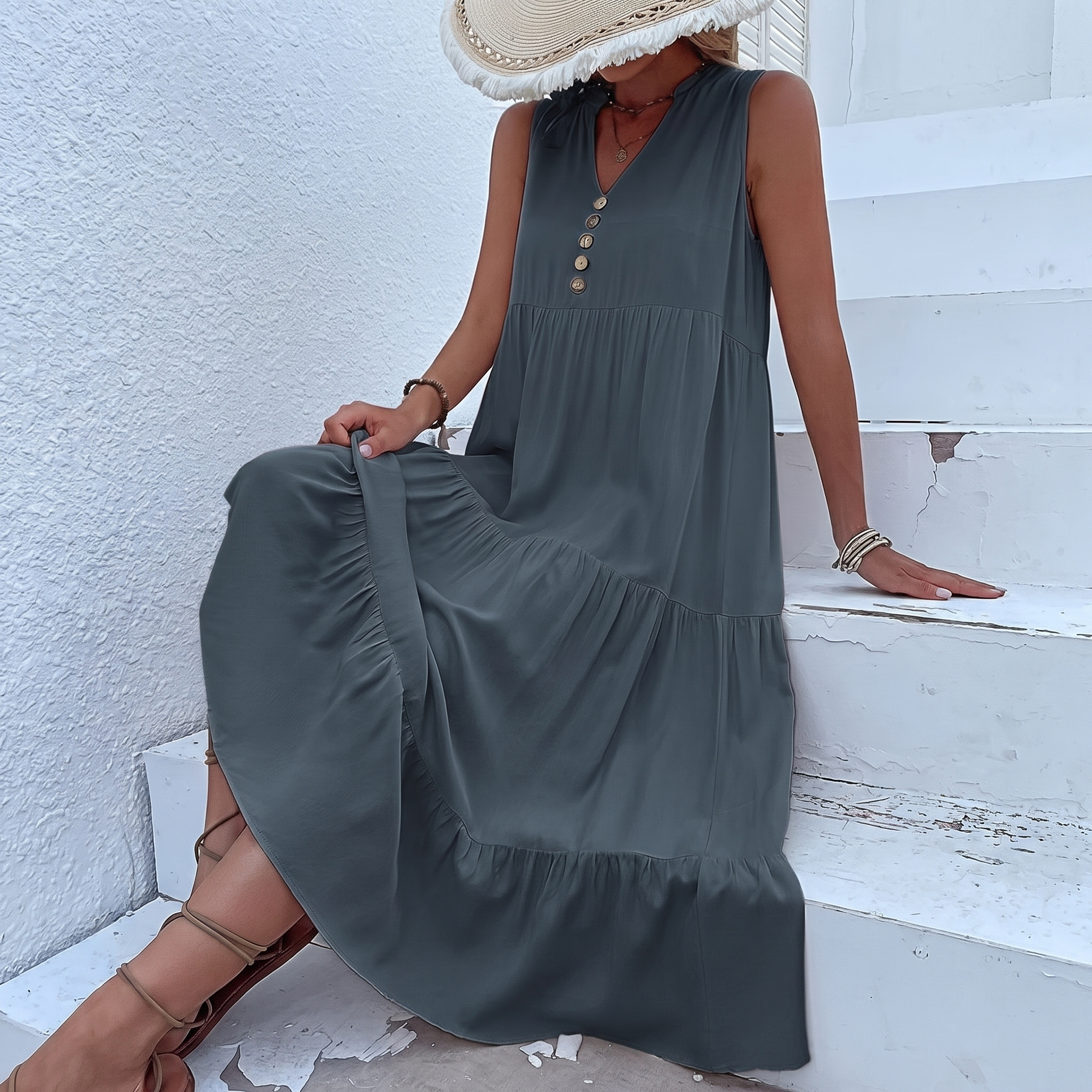 -50 % · OFFRE LIMITÉE · Heidi™ · Robe froncée à boutons
