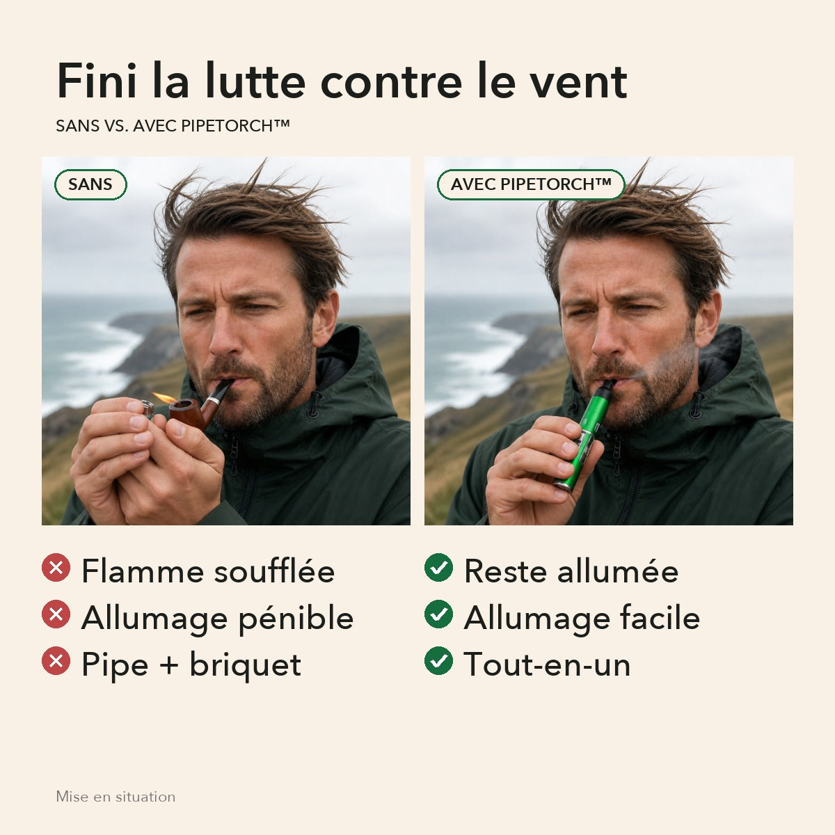 1+1 OFFERT · AUJOURD'HUI · PipeTorch™ · Pipe à briquet intégré