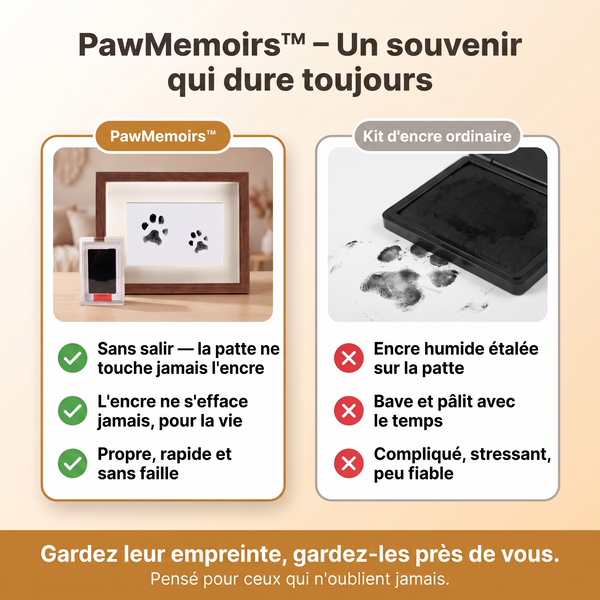 -50 % · OFFRE LIMITÉE · PawMemoirs™ · Souvenirs avec empreintes de pattes