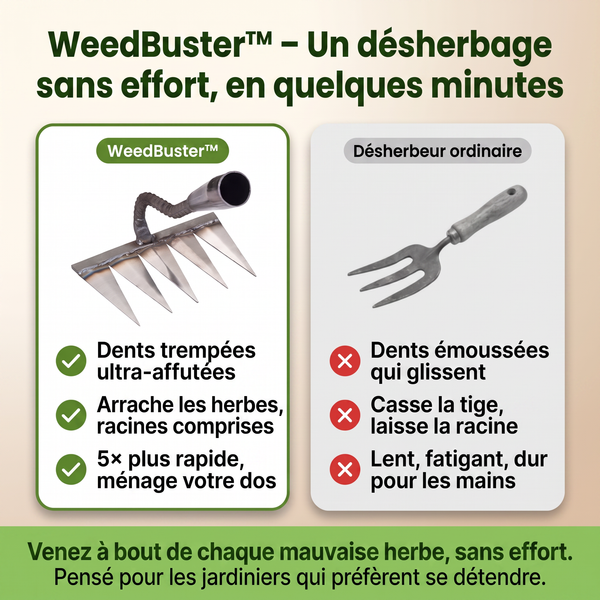 -50 % · OFFRE LIMITÉE · WeedBuster™ · Éliminez les mauvaises herbes efficacement !