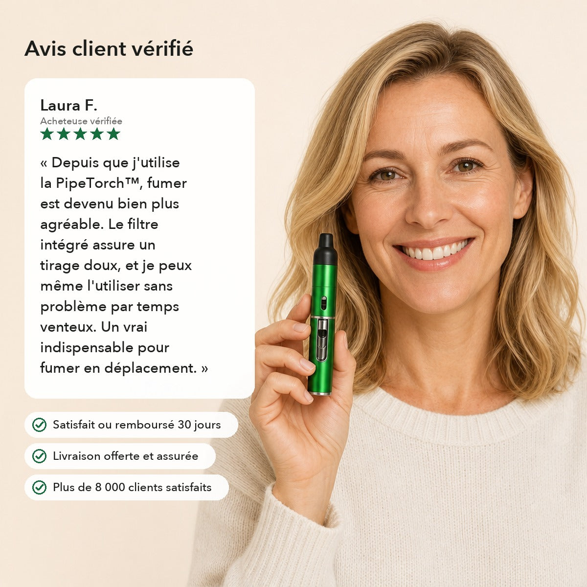 1+1 OFFERT · AUJOURD'HUI · PipeTorch™ · Pipe à briquet intégré