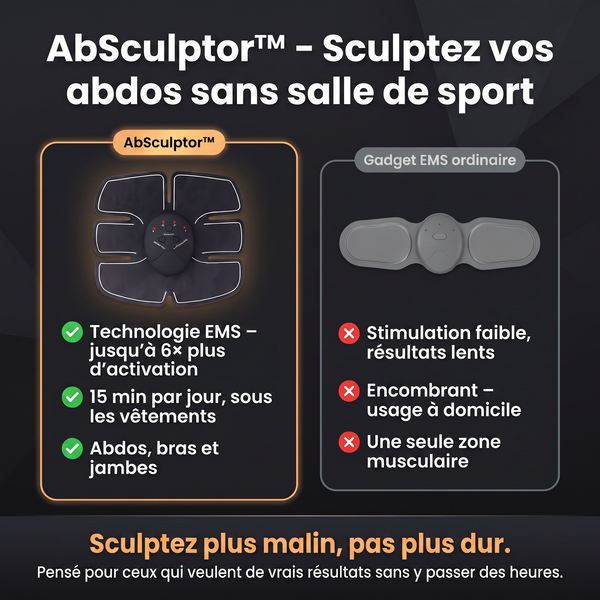 -50 % · OFFRE LIMITÉE · AbSculptor™ · Patchs EMS pour les muscles