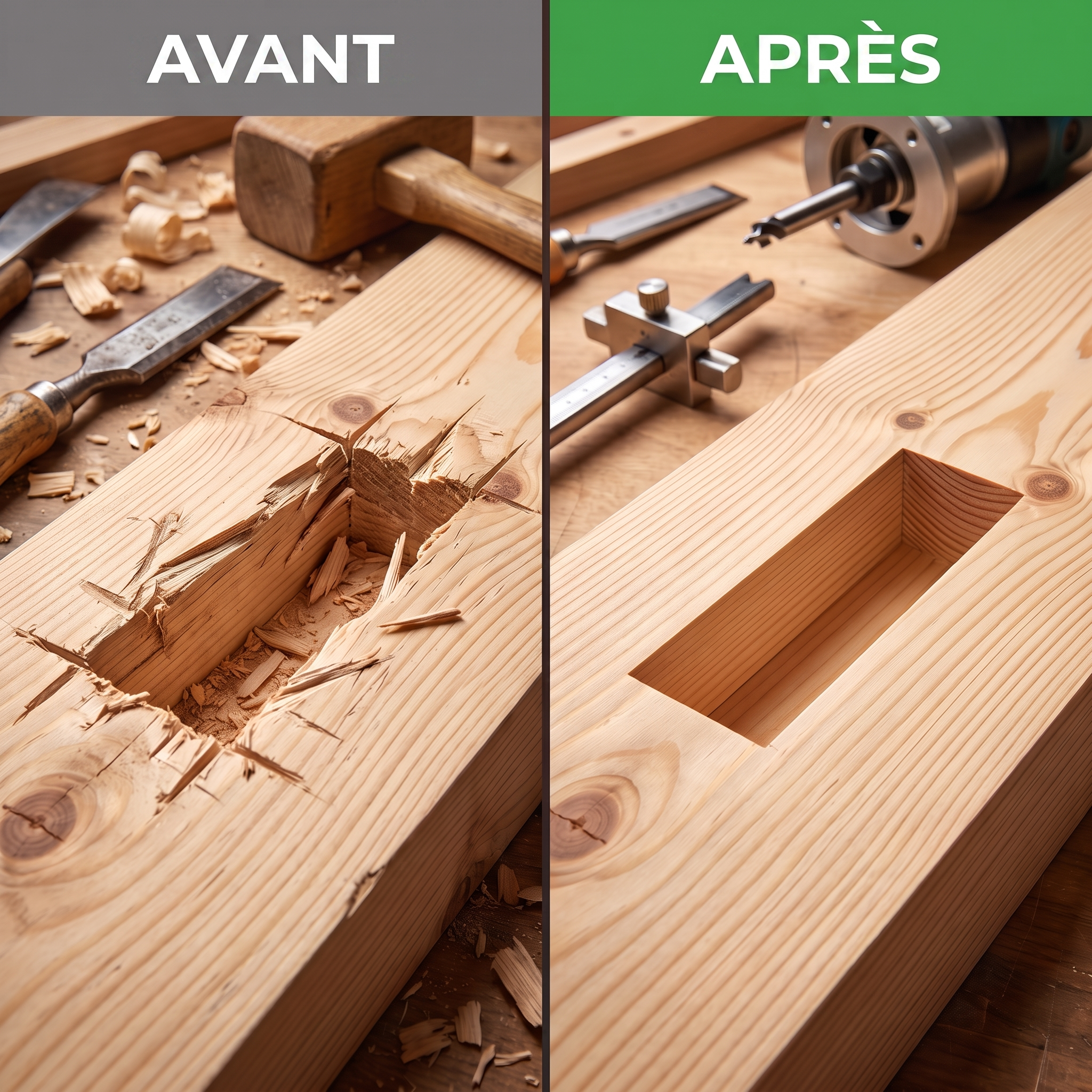 -50 % · OFFRE LIMITÉE · ChiselPro™ · Percez des trous carrés parfaits !
