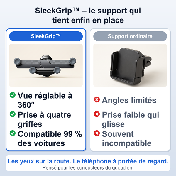 -50 % · OFFRE LIMITÉE · SleekGrip™ · Rendez vos trajets plus sûrs et plus confortables !