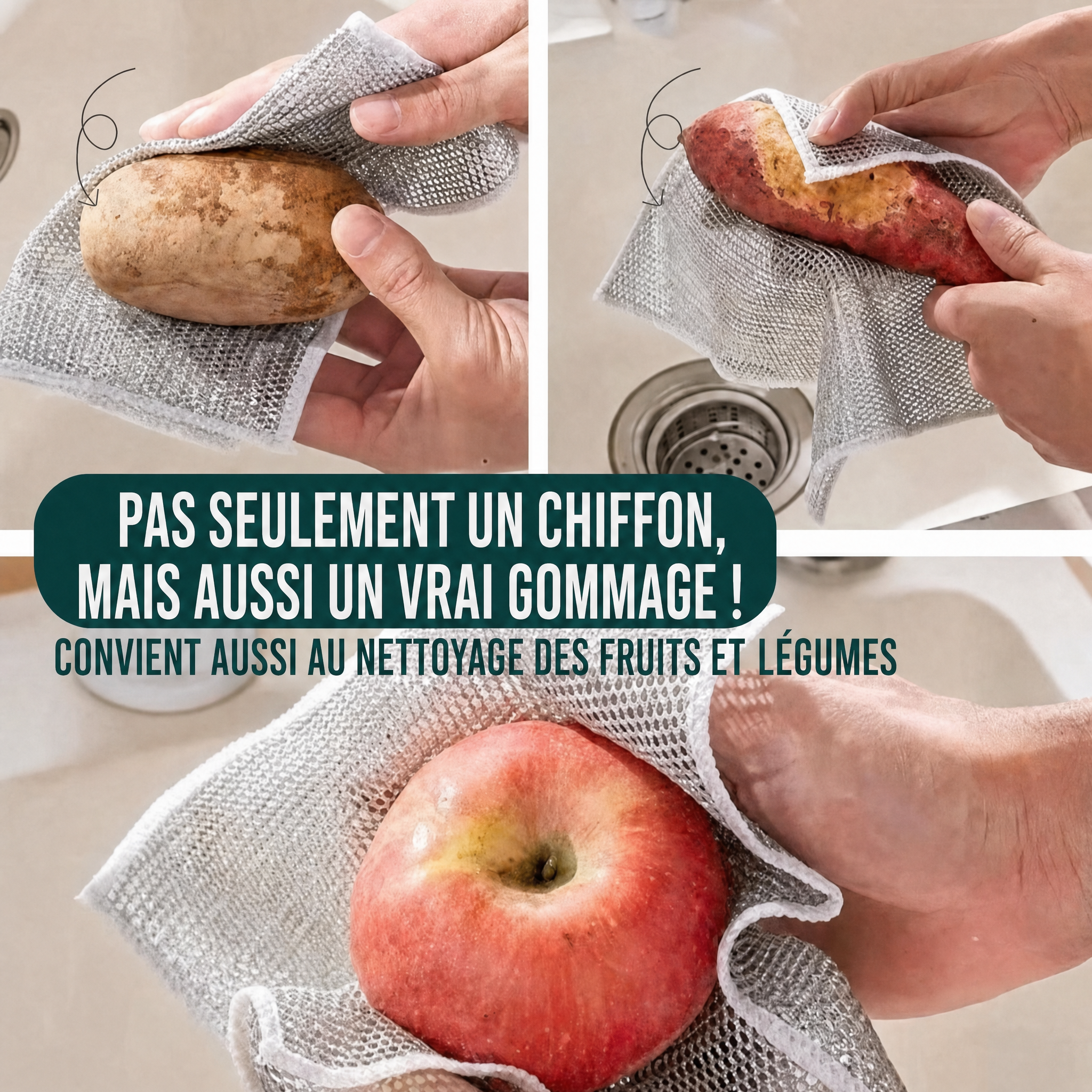 -50 % · OFFRE LIMITÉE · PowerWipe™ · Chiffon de nettoyage magique 2-en-1
