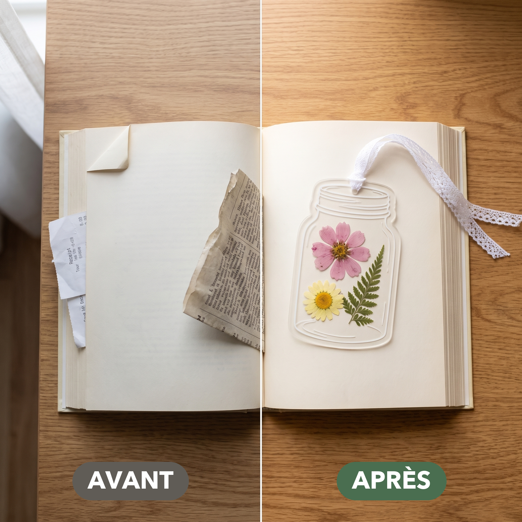 -50 % · OFFRE LIMITÉE · BloomMarks™ · Marque-pages en fleurs naturelles