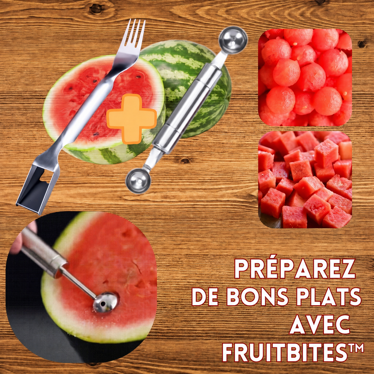 -50 % · OFFRE LIMITÉE · FruitBites™ · Une nouvelle façon de couper vos fruits !