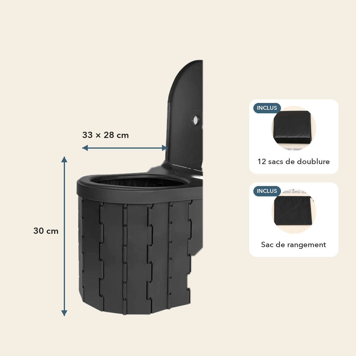 -50 % · OFFRE LIMITÉE · QuickPotty™ · Toilettes d’extérieur pliables et portables