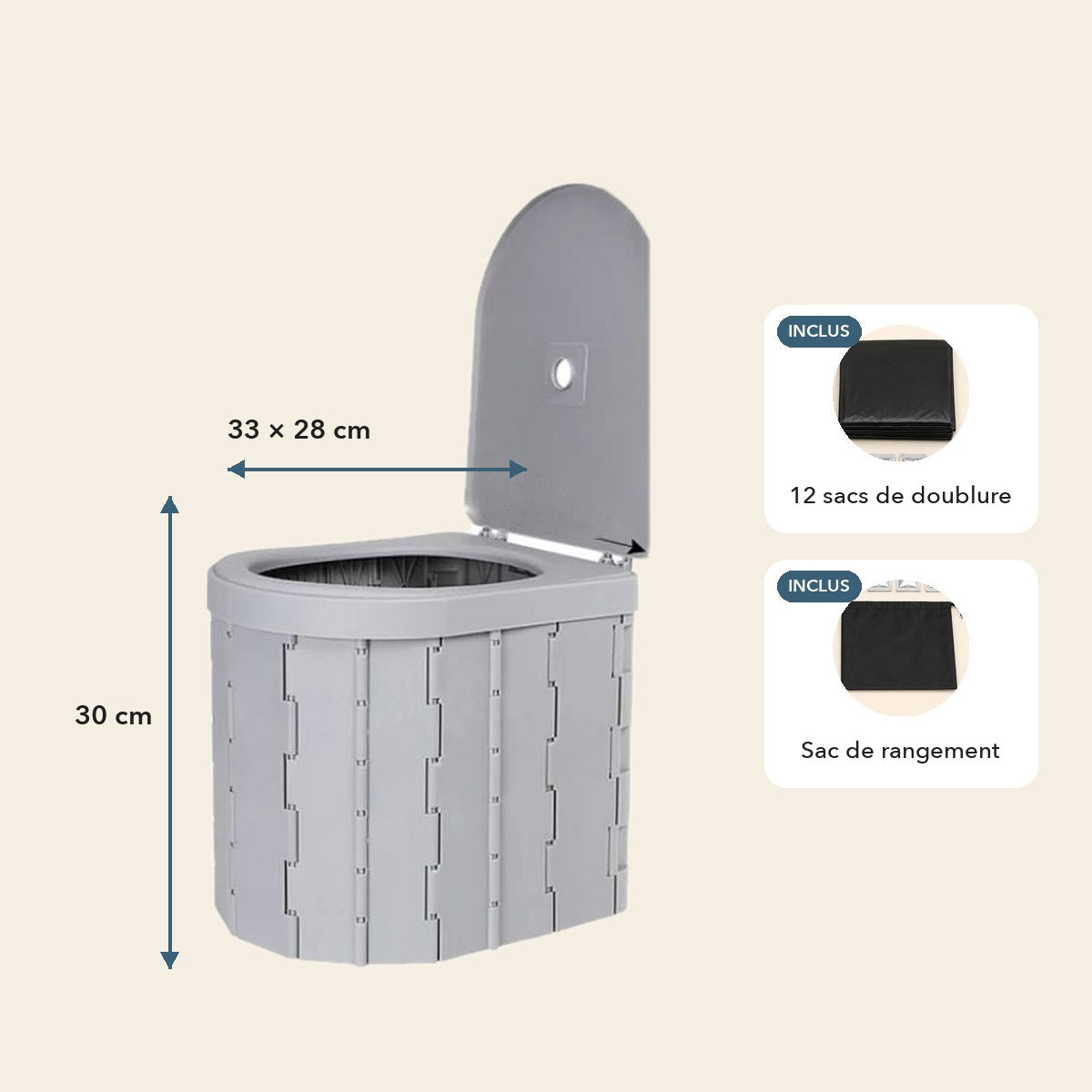 -50 % · OFFRE LIMITÉE · QuickPotty™ · Toilettes d’extérieur pliables et portables
