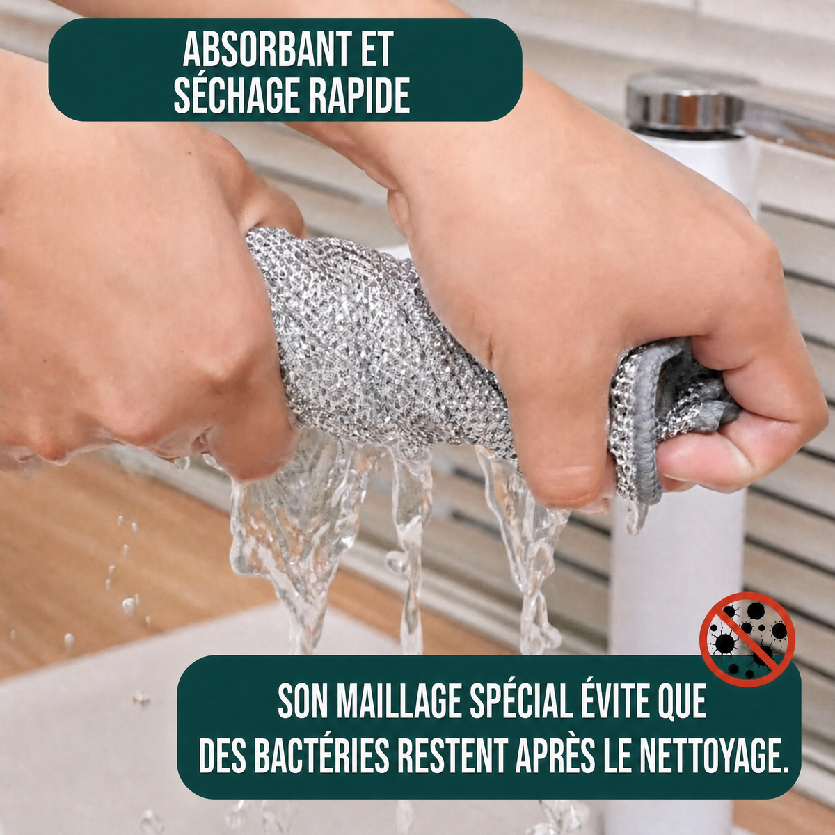 -50 % · OFFRE LIMITÉE · PowerWipe™ · Chiffon de nettoyage magique 2-en-1