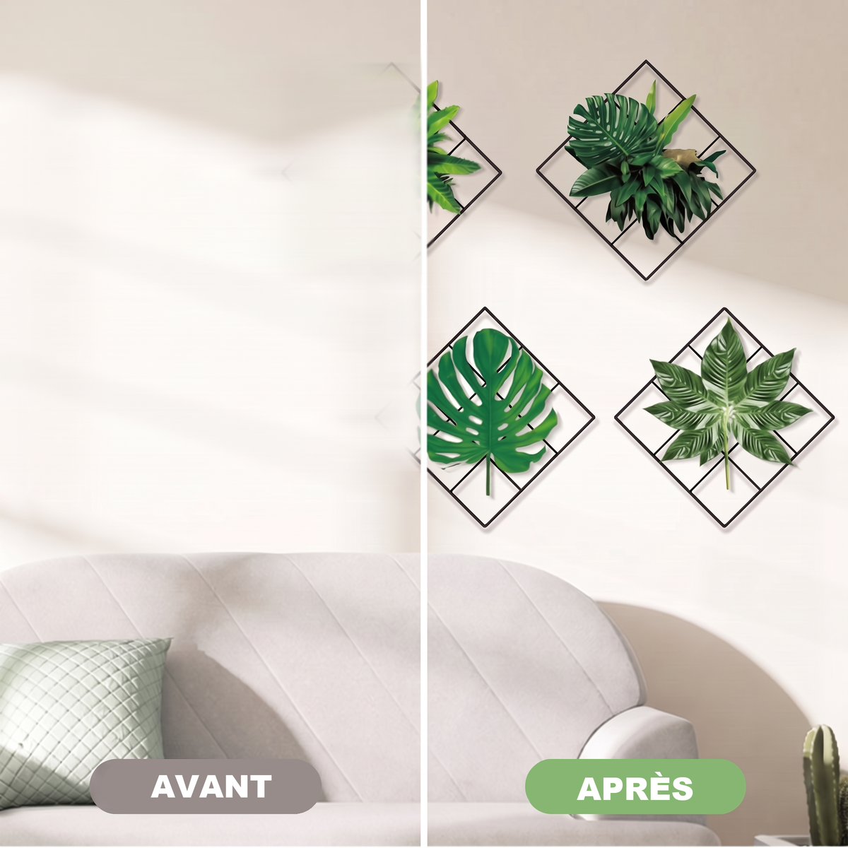-50 % · OFFRE LIMITÉE · BotanicaLuxe™ · Sticker mural 3D de plantes vertes