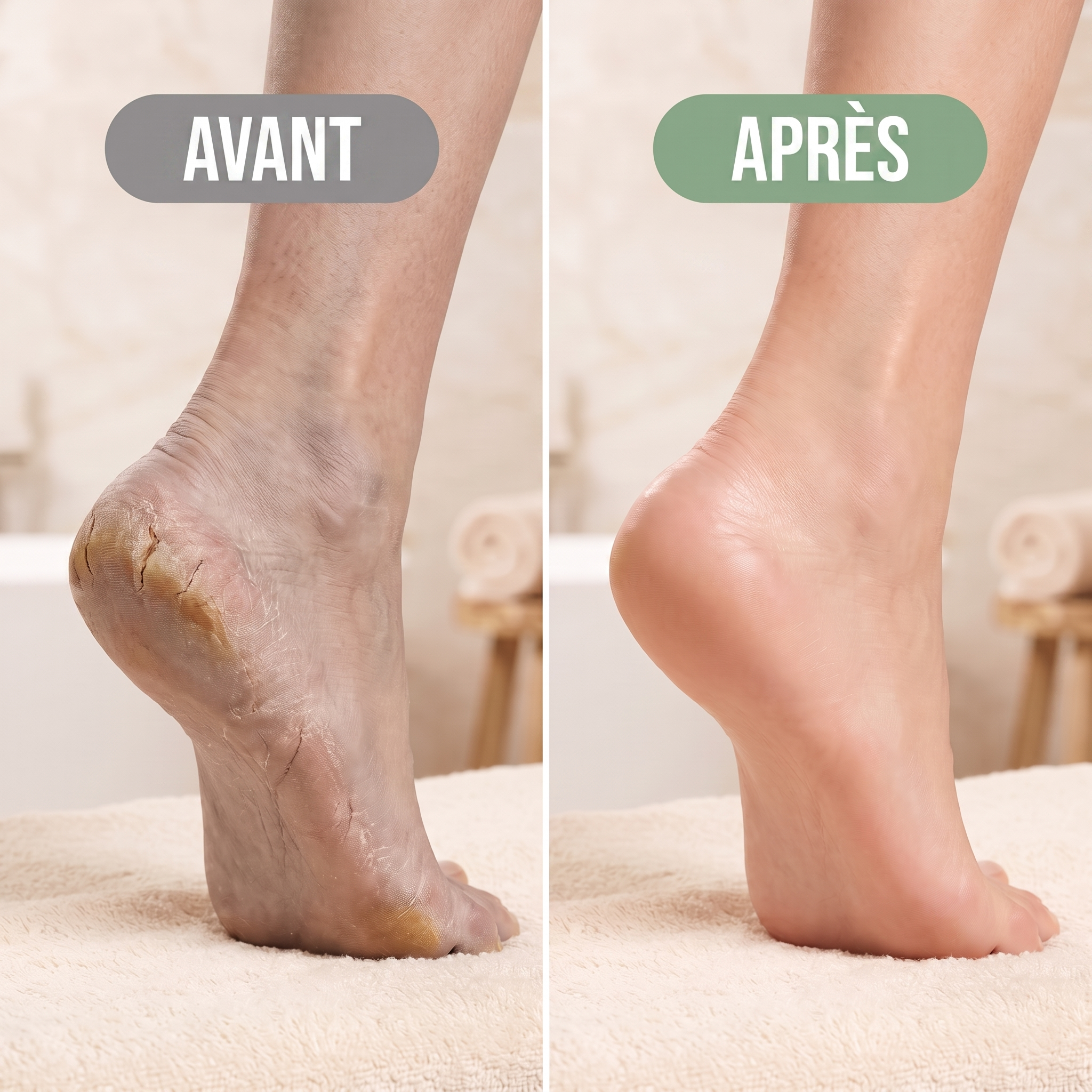 1+1 OFFERT · AUJOURD'HUI · HeelHaven™ · Dites adieu aux talons secs et aux pieds fatigués !
