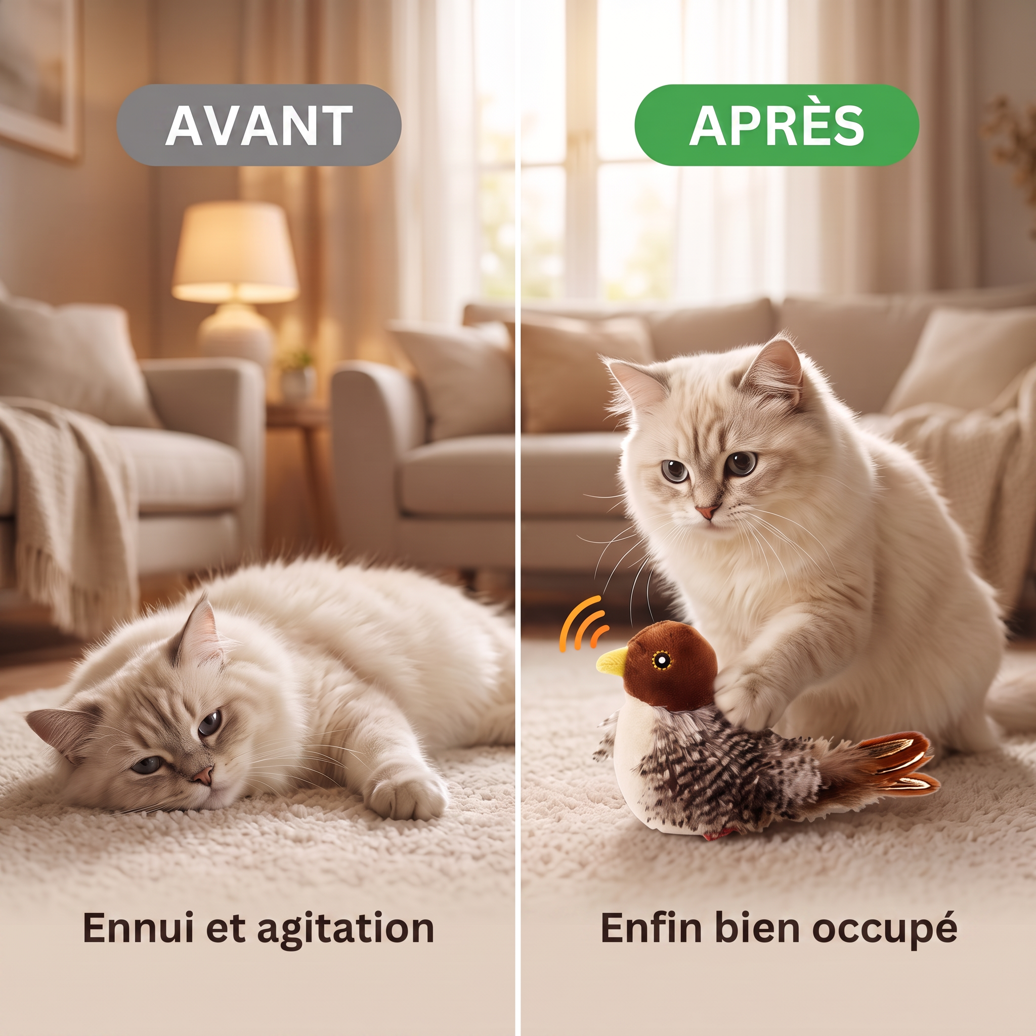 1+1 OFFERT · AUJOURD'HUI · FuzzyTweet™ · Jouet interactif pour chat