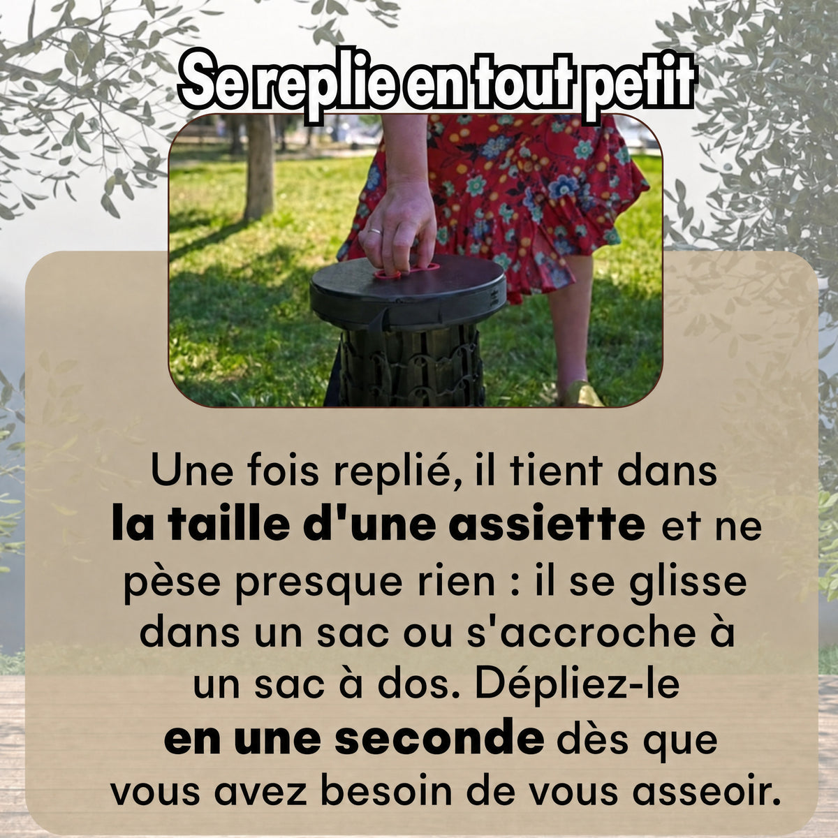 -50 % · OFFRE LIMITÉE · WanderSeat™ · Profitez d’une assise confortable, où que vous soyez !