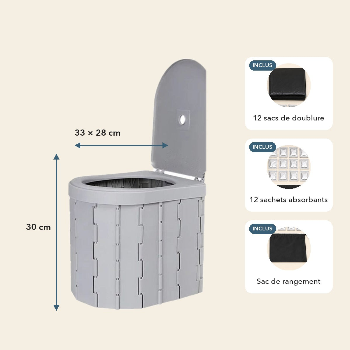 -50 % · OFFRE LIMITÉE · QuickPotty™ · Toilettes d’extérieur pliables et portables