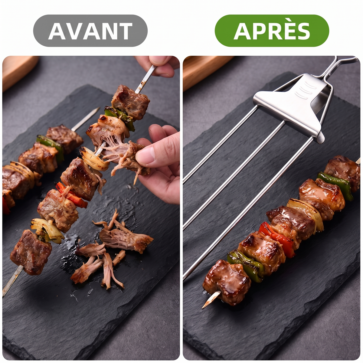 1+1 OFFERT · AUJOURD'HUI · SkewerPro™ · Brochettes de barbecue 3-en-1