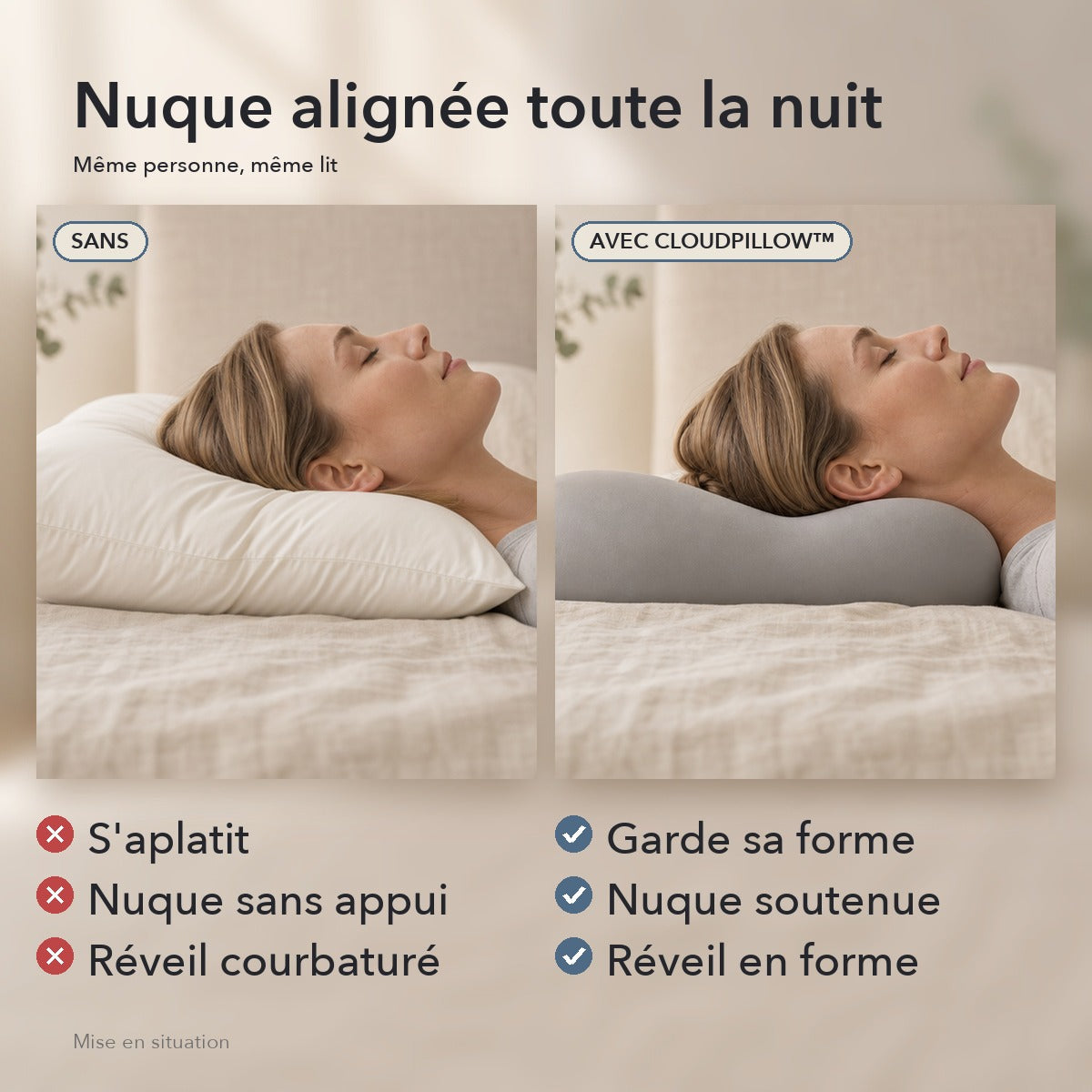 -50 % · OFFRE LIMITÉE · CloudPillow™ · Oreiller Mémoire de Forme
