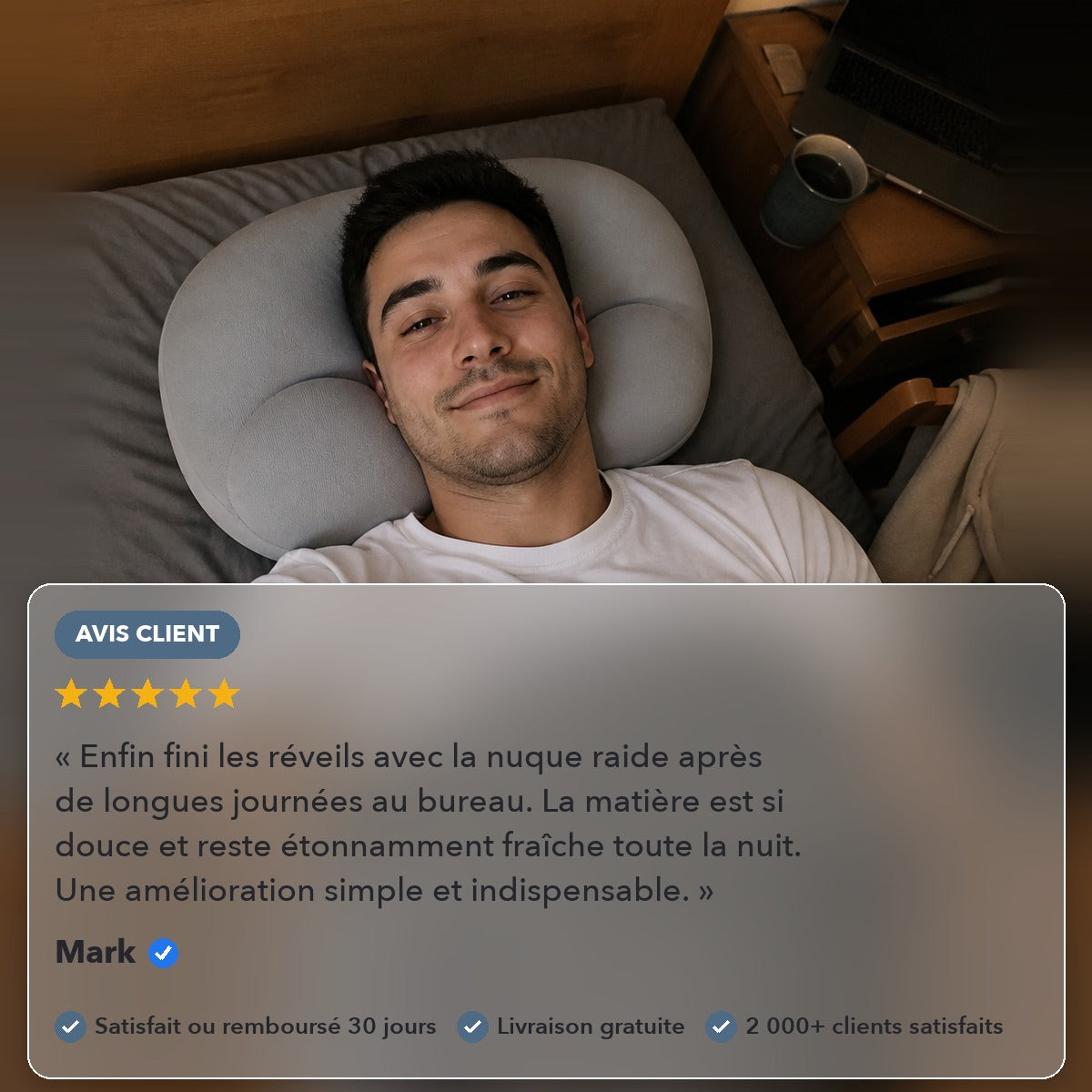 -50 % · OFFRE LIMITÉE · CloudPillow™ · Oreiller Mémoire de Forme