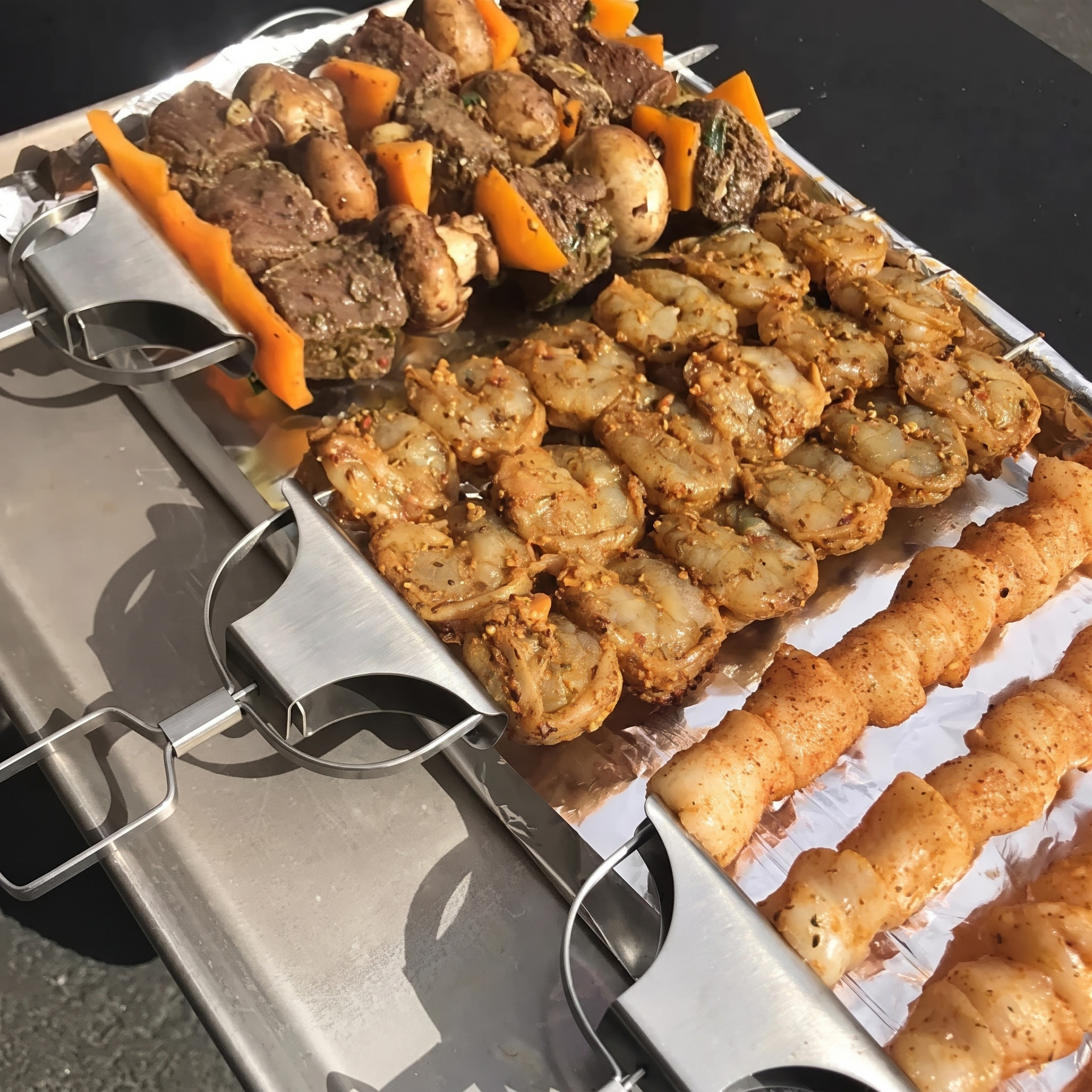 1+1 OFFERT · AUJOURD'HUI · SkewerPro™ · Brochettes de barbecue 3-en-1