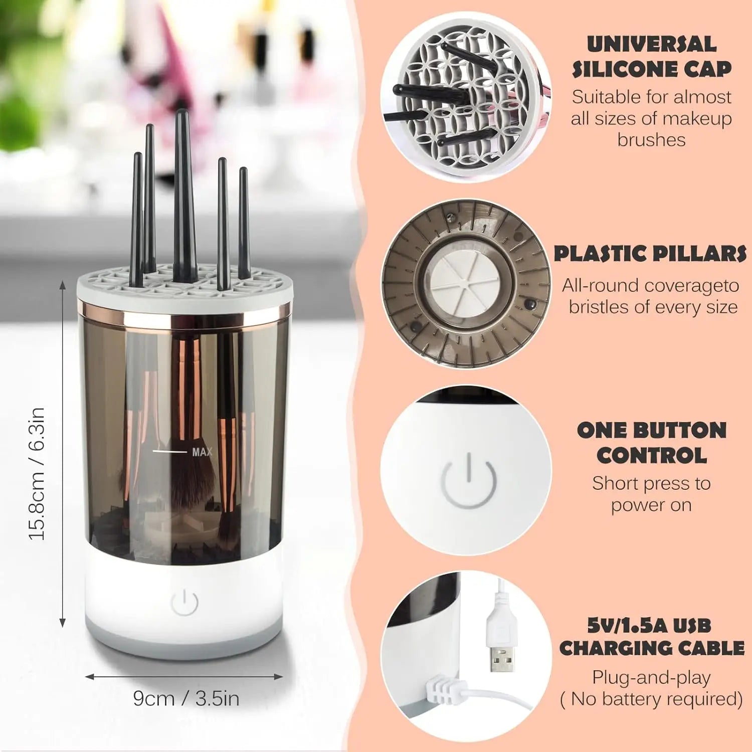 50 % DE RABAIS TEMPORAIRE | BrushGlam™ | Nettoyeur de pinceaux de maquillage automatique